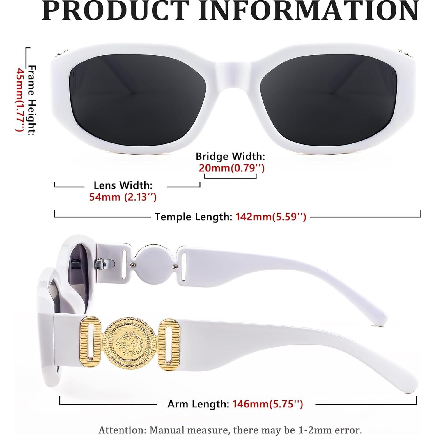 Gafas de Sol Retro FEISEDY B2322 UV400 Marco Blanco