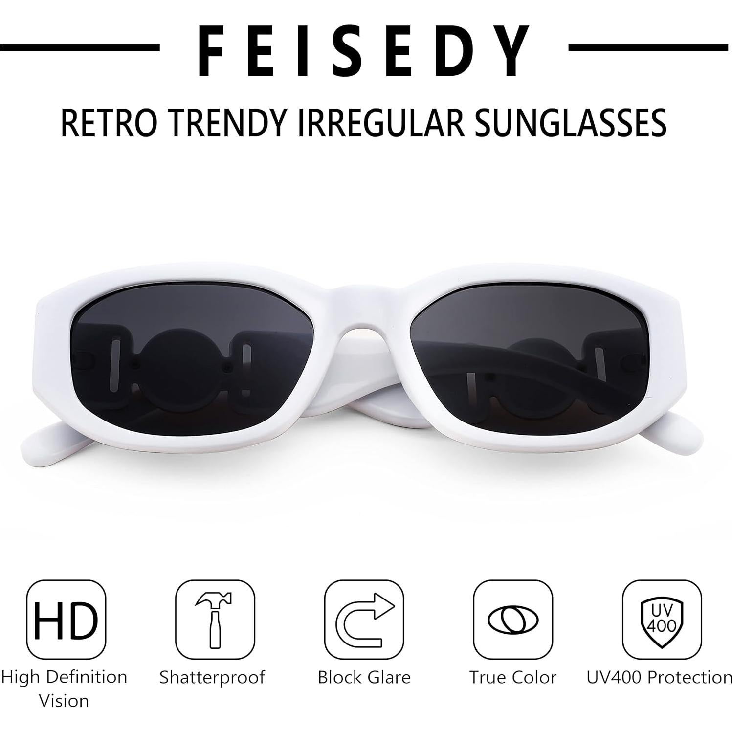 Gafas de Sol Retro FEISEDY B2322 UV400 Marco Blanco