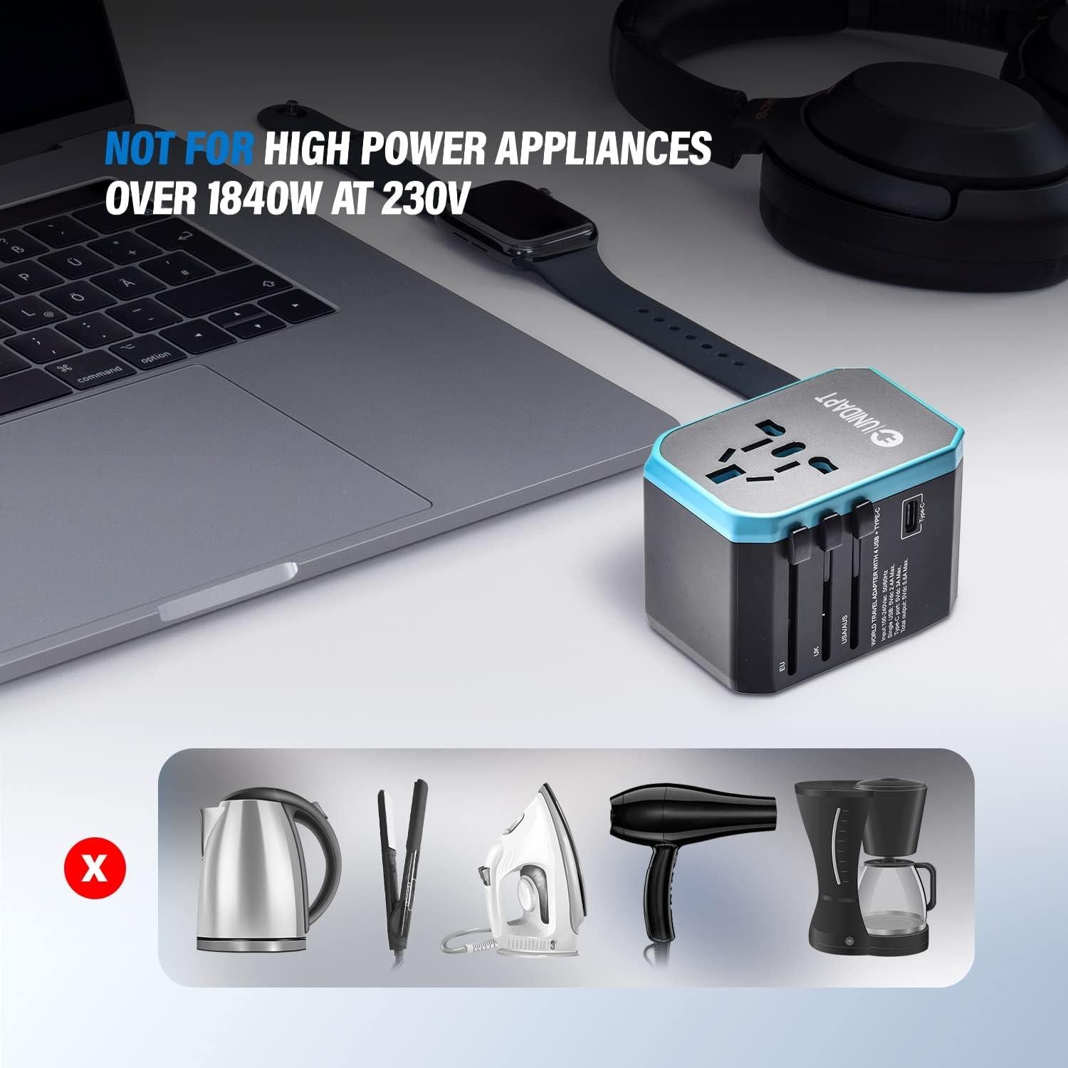 Adaptador de Viaje Universal Unidapt Jy-305, 5 Puertos USB