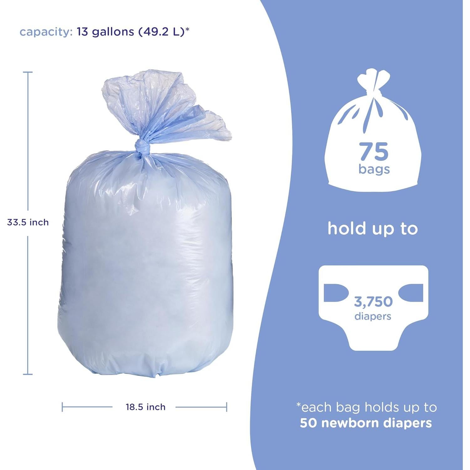 Bolsas Desechables Ubbi para Cubo de Pañales 75 Ct. 49.2 L