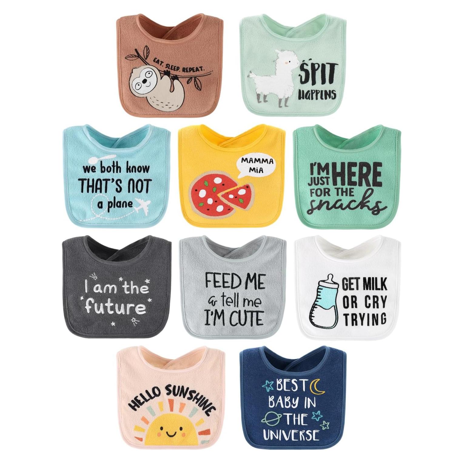 Conjunto de 10 Baberos de Terry The Peanutshell 100% Algodón