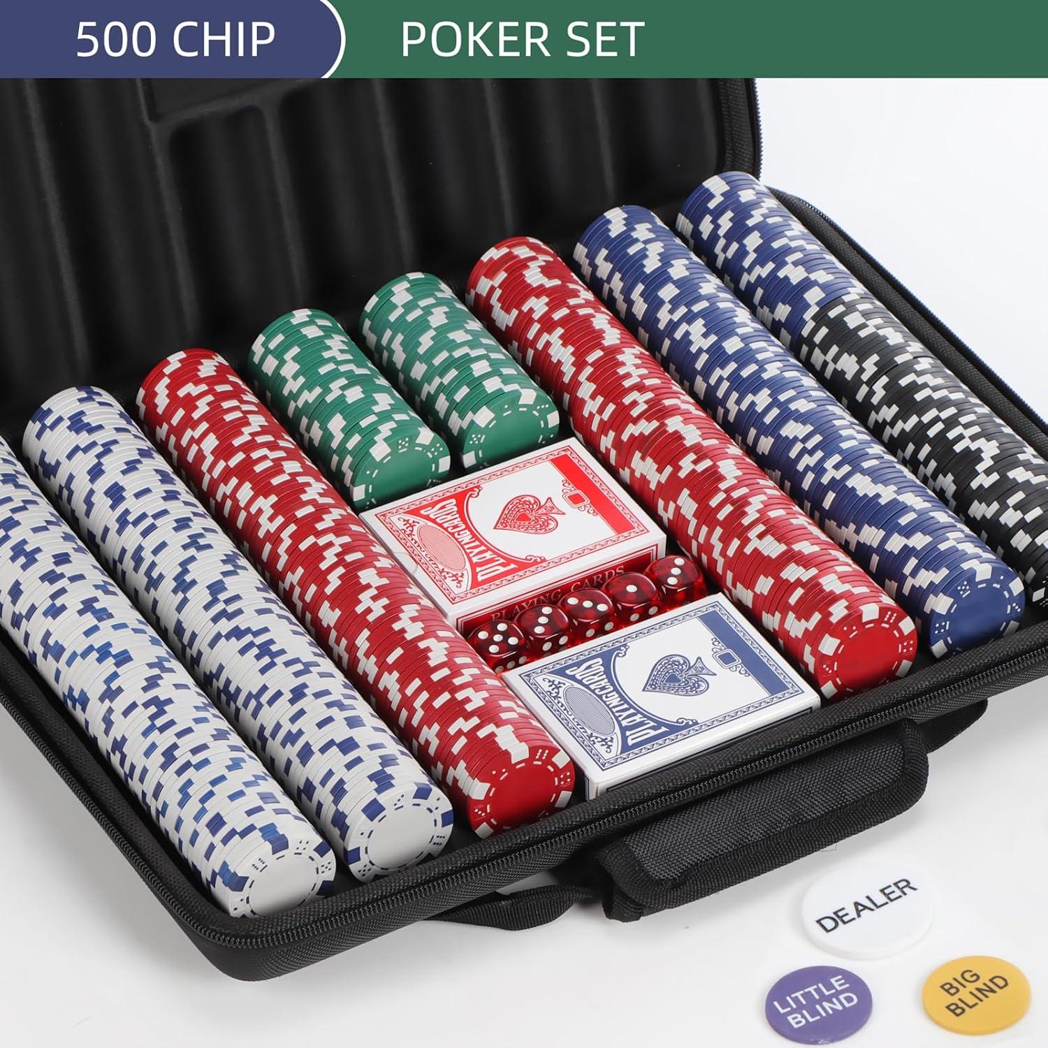 Juego de Fichas de Póker LUOBAO 500 Pcs 39mm con Bolsa