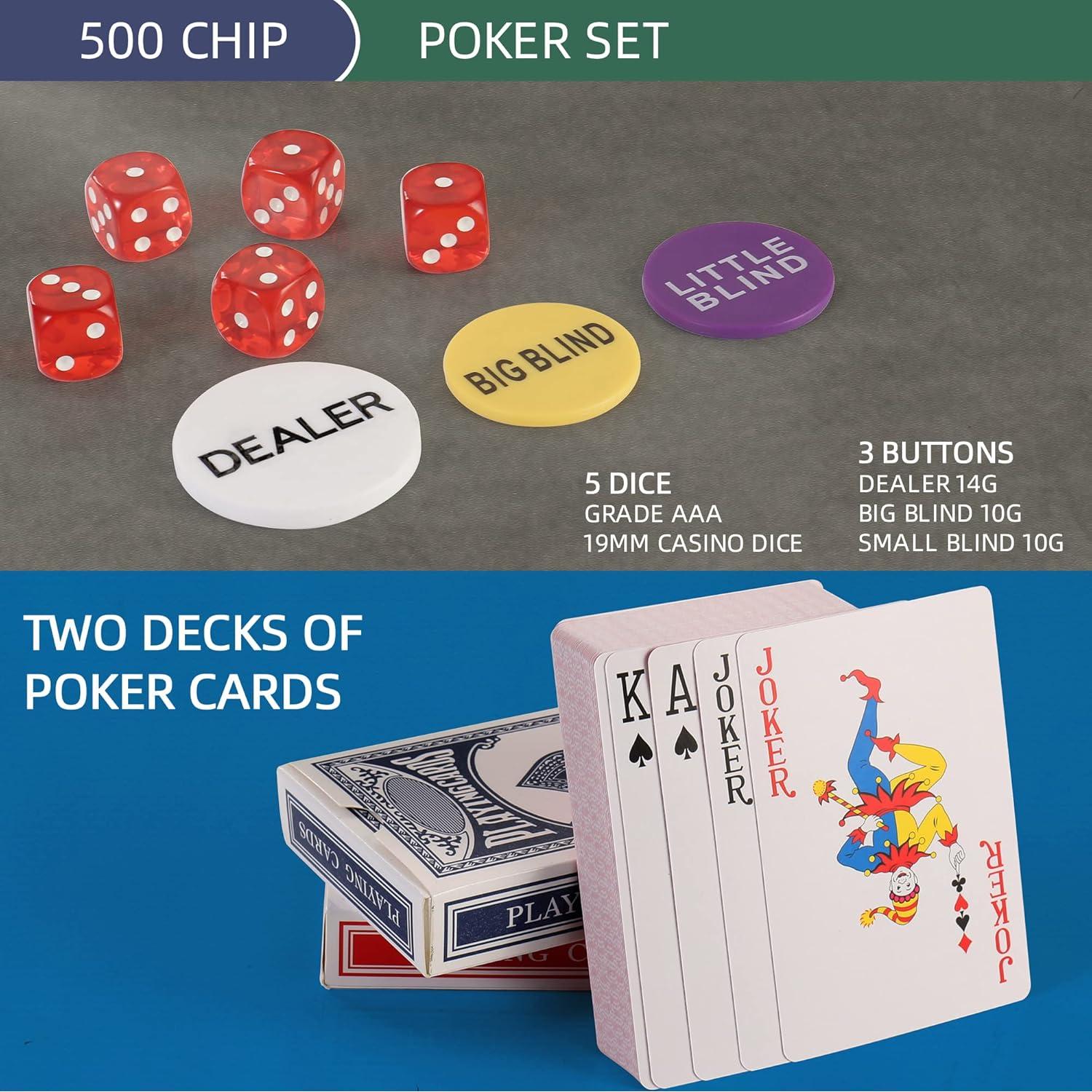 Juego de Fichas de Póker LUOBAO 500 Pcs 39mm con Bolsa