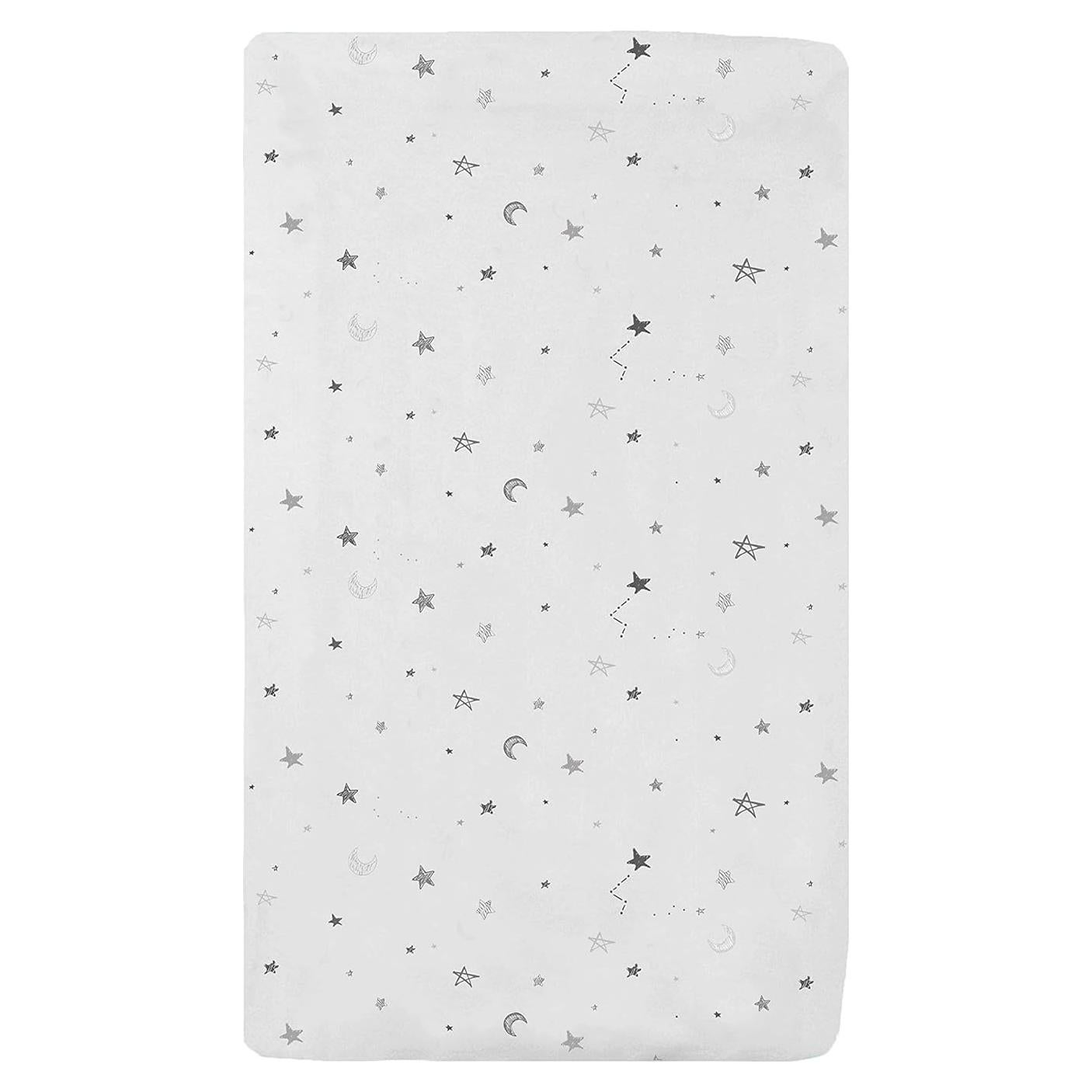 Sábana Ajustable TL Care 100% Algodón Estrellas y Lunas Grises