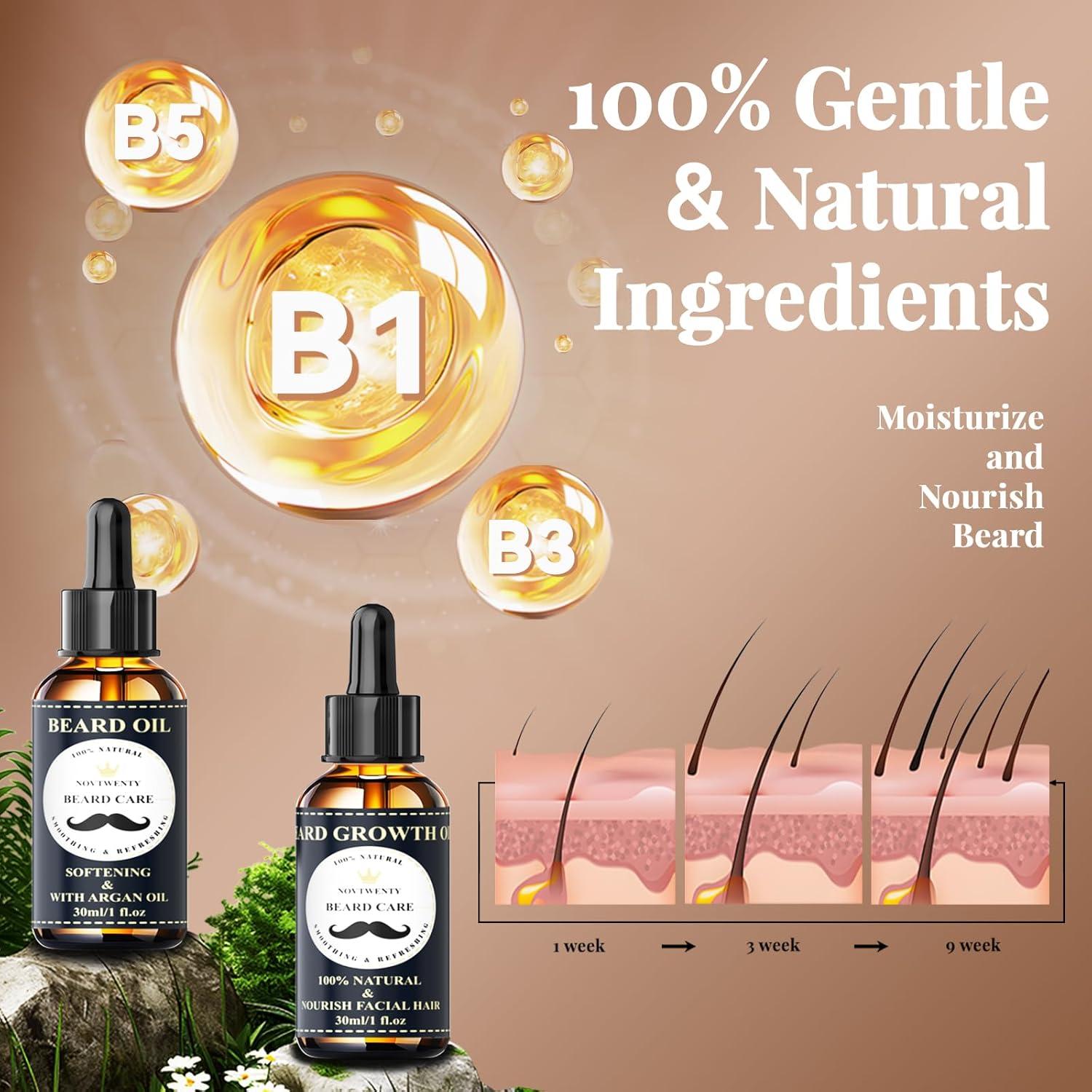 Kit de Crecimiento de Barba Novtwenty 7 Piezas Cuidado Completo