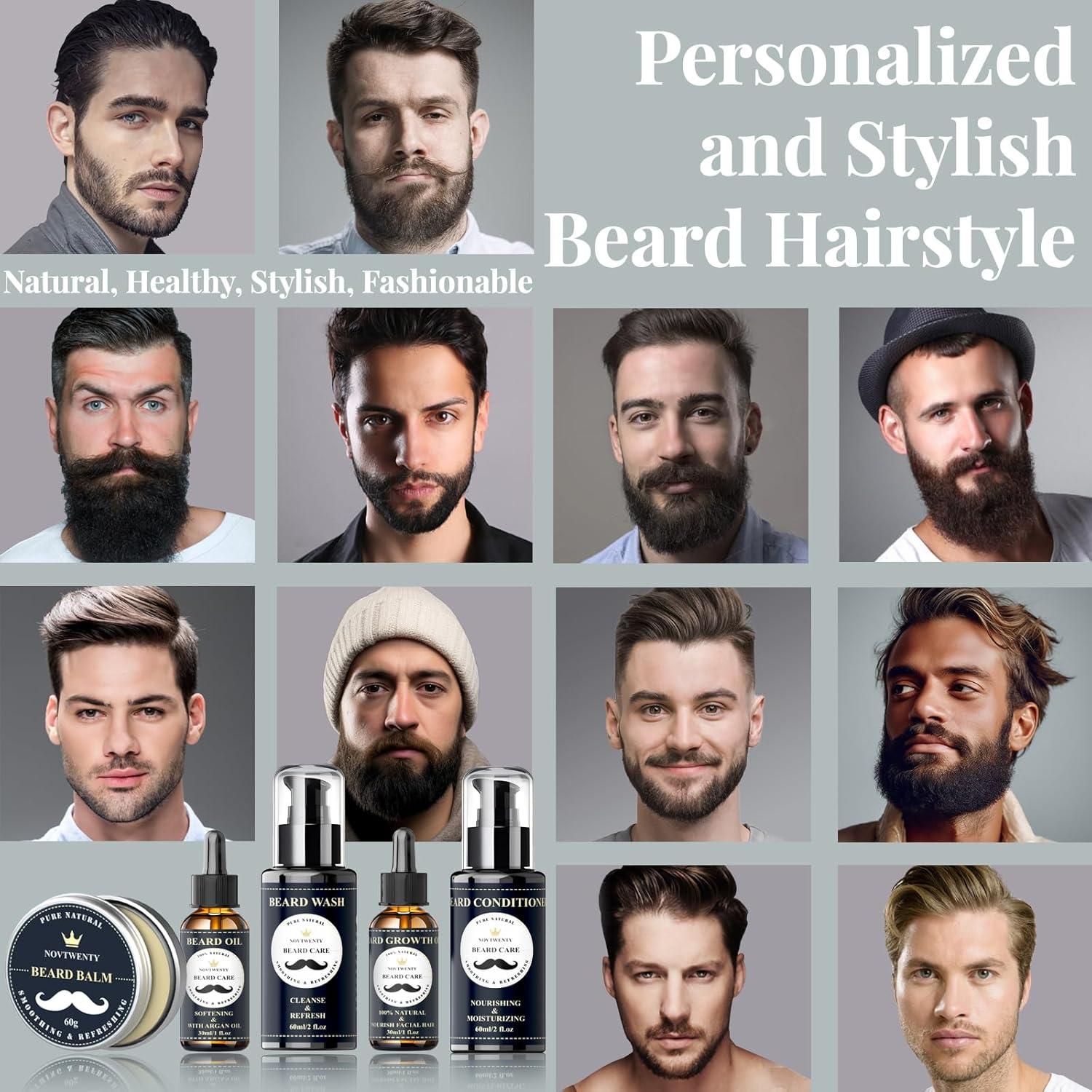 Kit de Crecimiento de Barba Novtwenty 7 Piezas Cuidado Completo