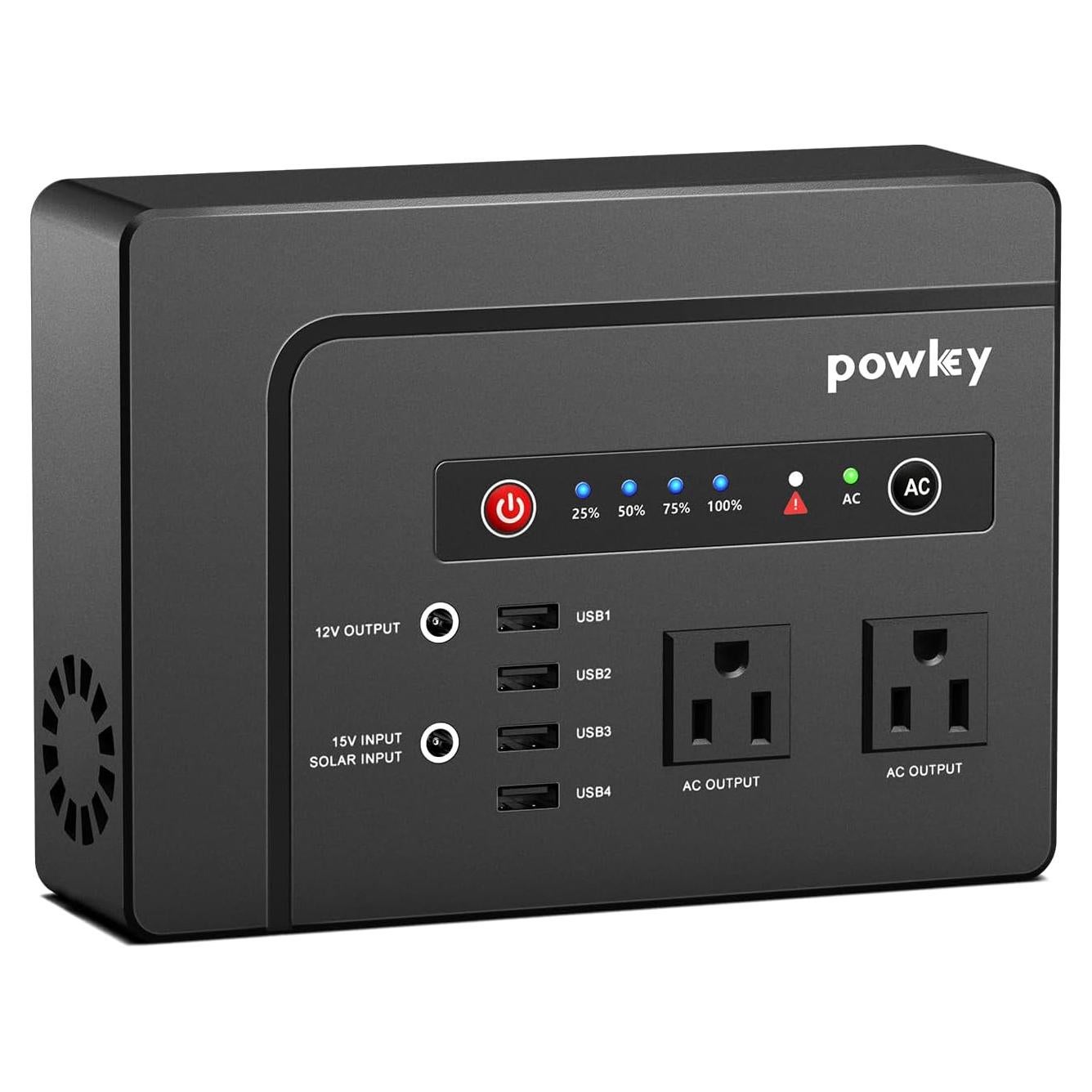 Generador Solar Portátil Powkey 200W con 146Wh y 7 Puertos