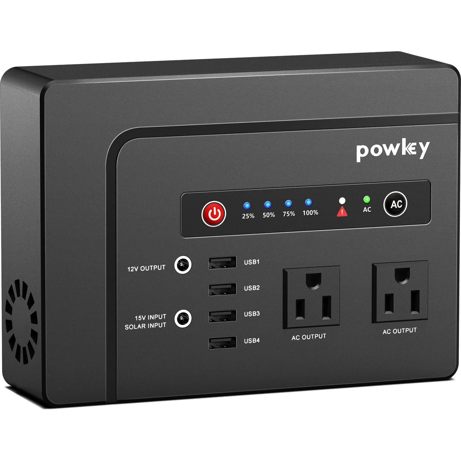 Generador Solar Portátil Powkey 200W con 146Wh y 7 Puertos