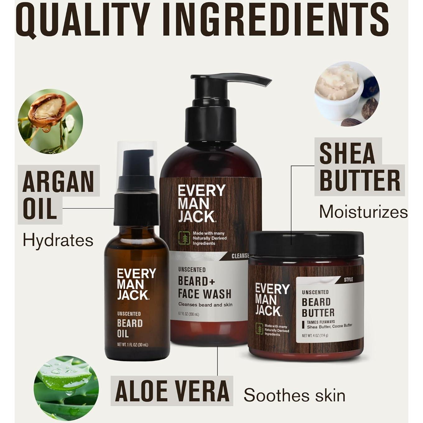 Every Man Jack Paquete de Cuidado de Barba Sin Fragancia