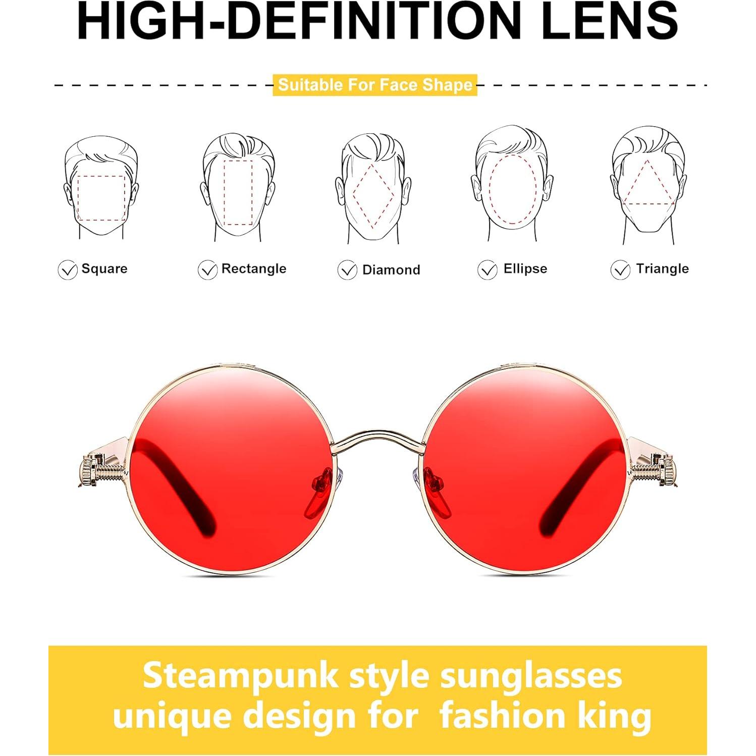 Gafas de Sol Redondas Weewooday 4 Piezas Estilo Steampunk