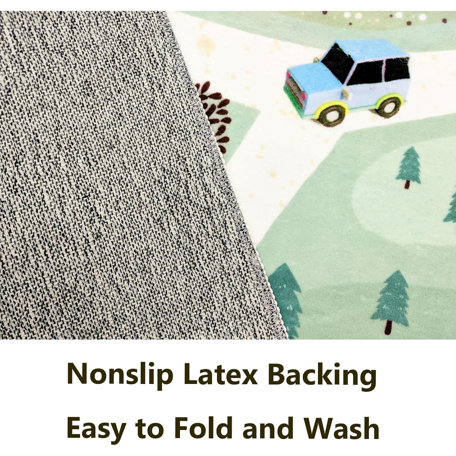 Alfombra de Juego Lacomfy 120x180cm Animales Verde Antideslizante