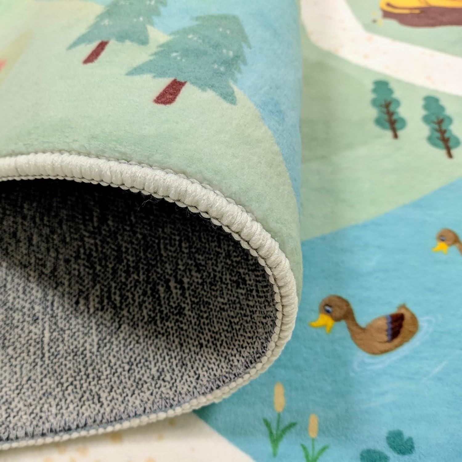 Alfombra de Juego Lacomfy 120x180cm Animales Verde Antideslizante