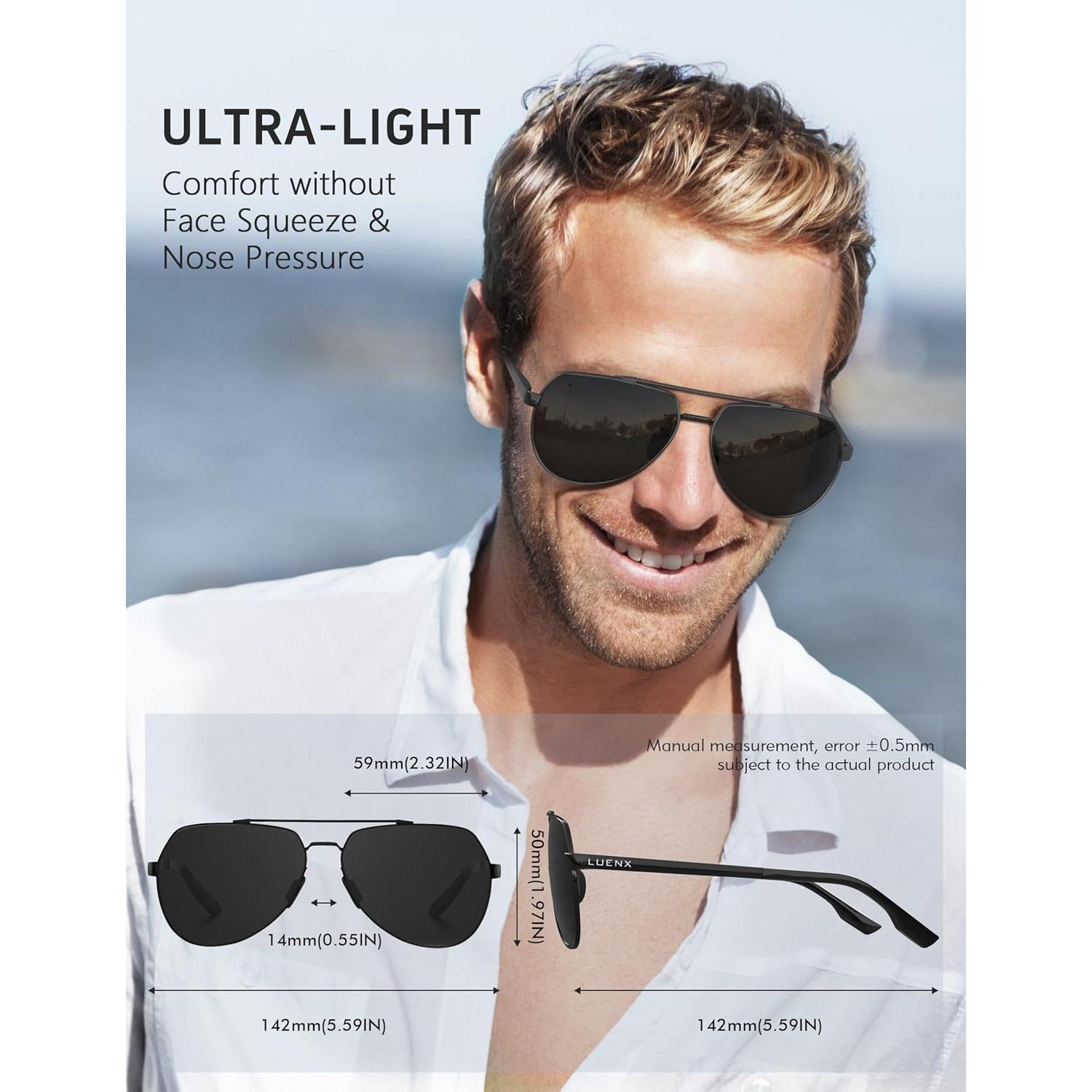 Gafas de sol LUENX Aviador Polarizadas UV400 para Unisex