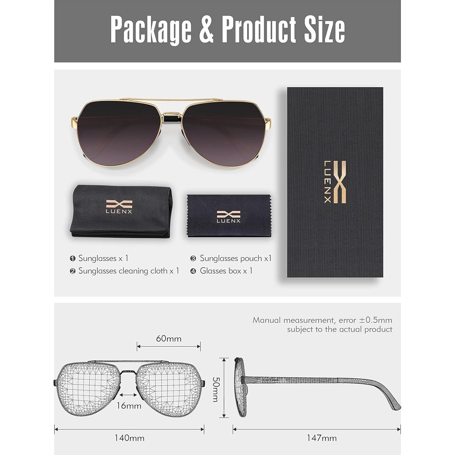 Gafas de sol LUENX Aviador Polarizadas UV400 para Unisex