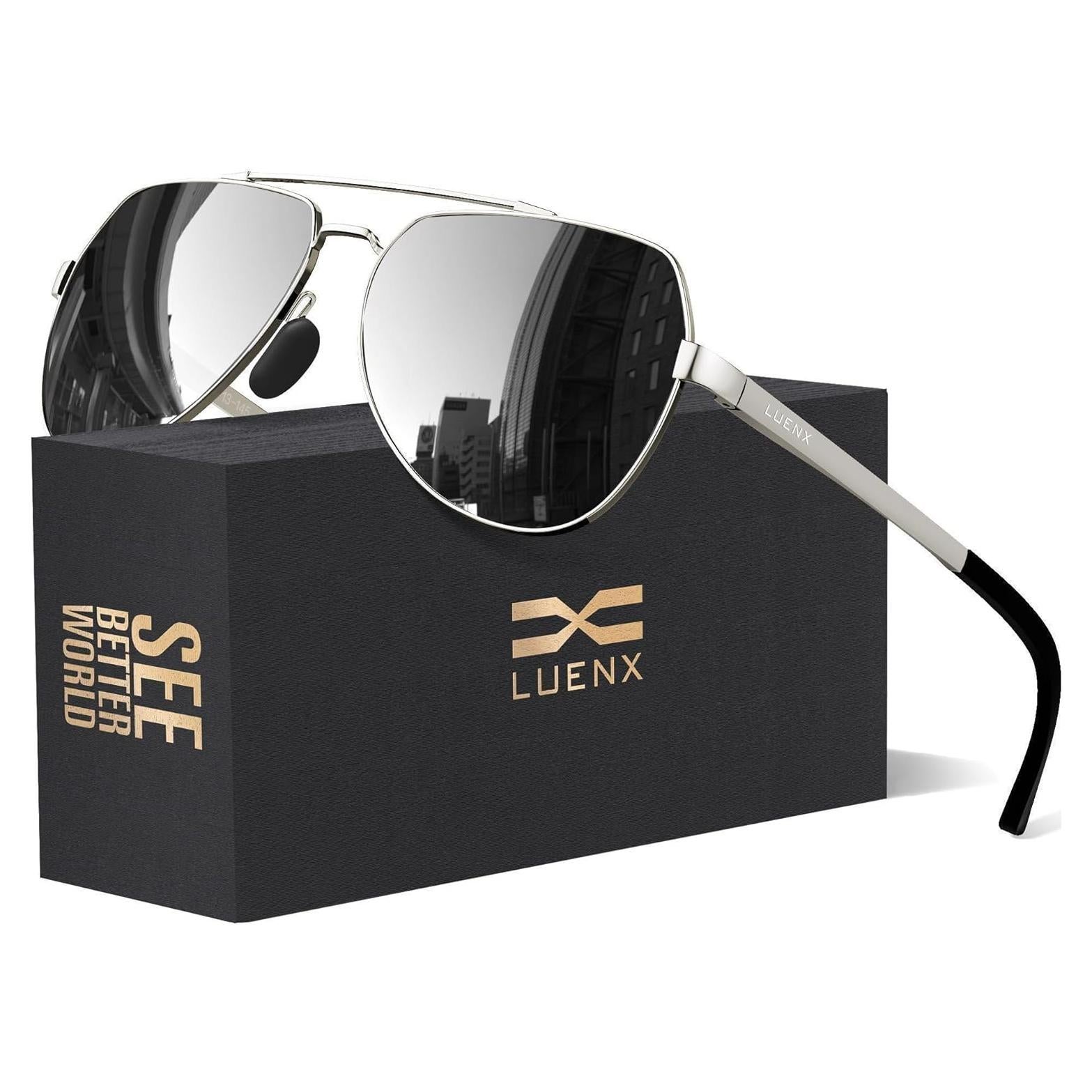 Gafas de sol LUENX Aviador Polarizadas UV400 Metal Plata