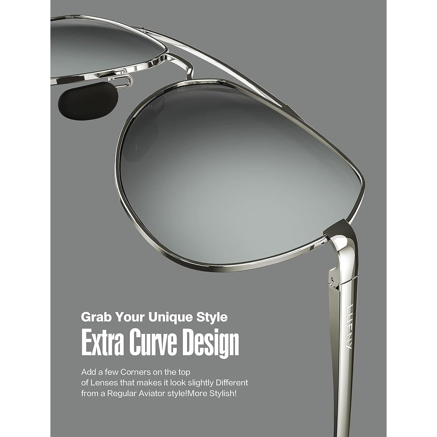 Gafas de sol LUENX Aviador Polarizadas UV400 Metal Plata