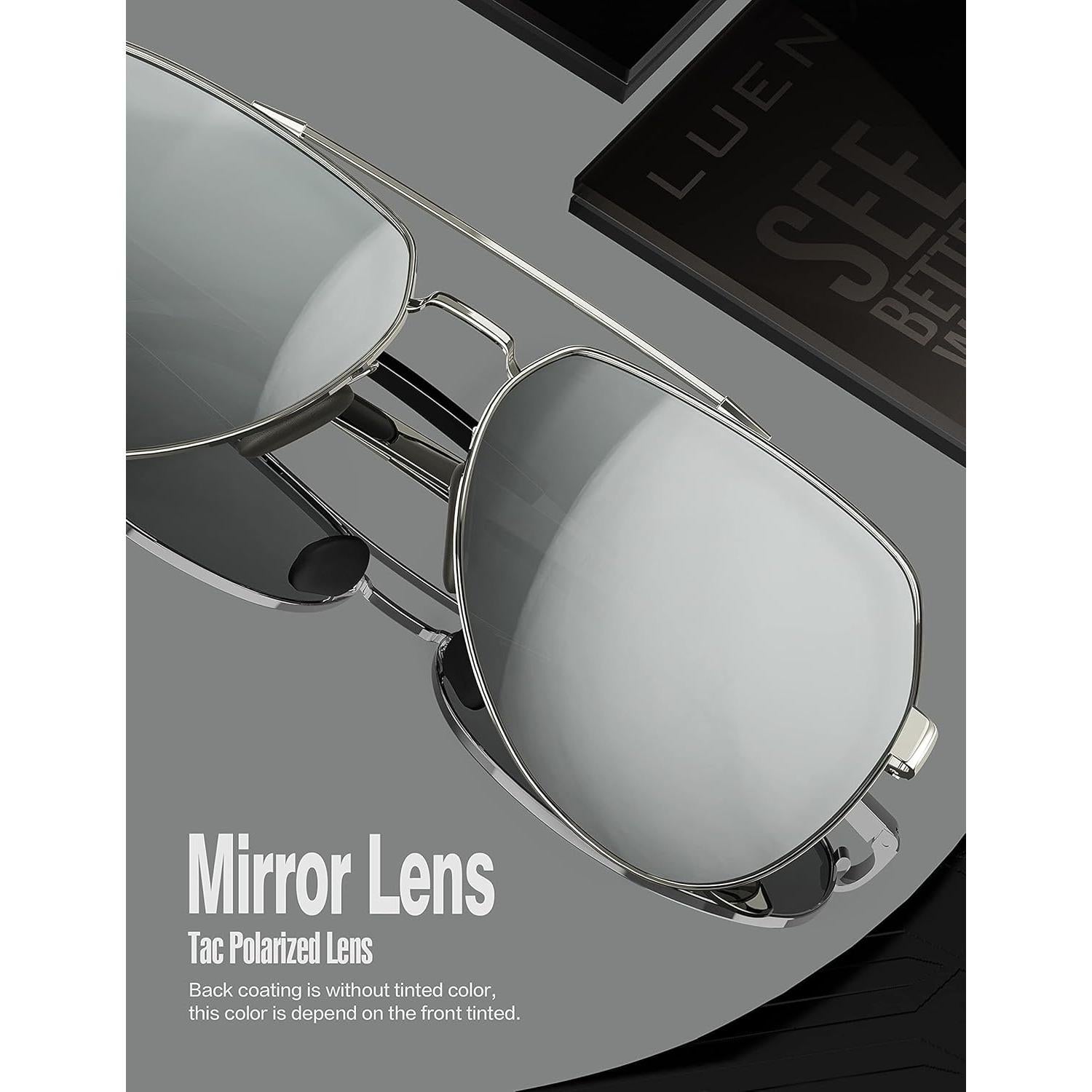 Gafas de sol LUENX Aviador Polarizadas UV400 Metal Plata