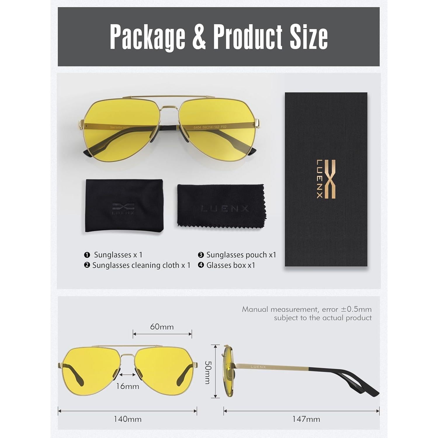 Gafas de sol LUENX Aviador Polarizadas UV400 Metal