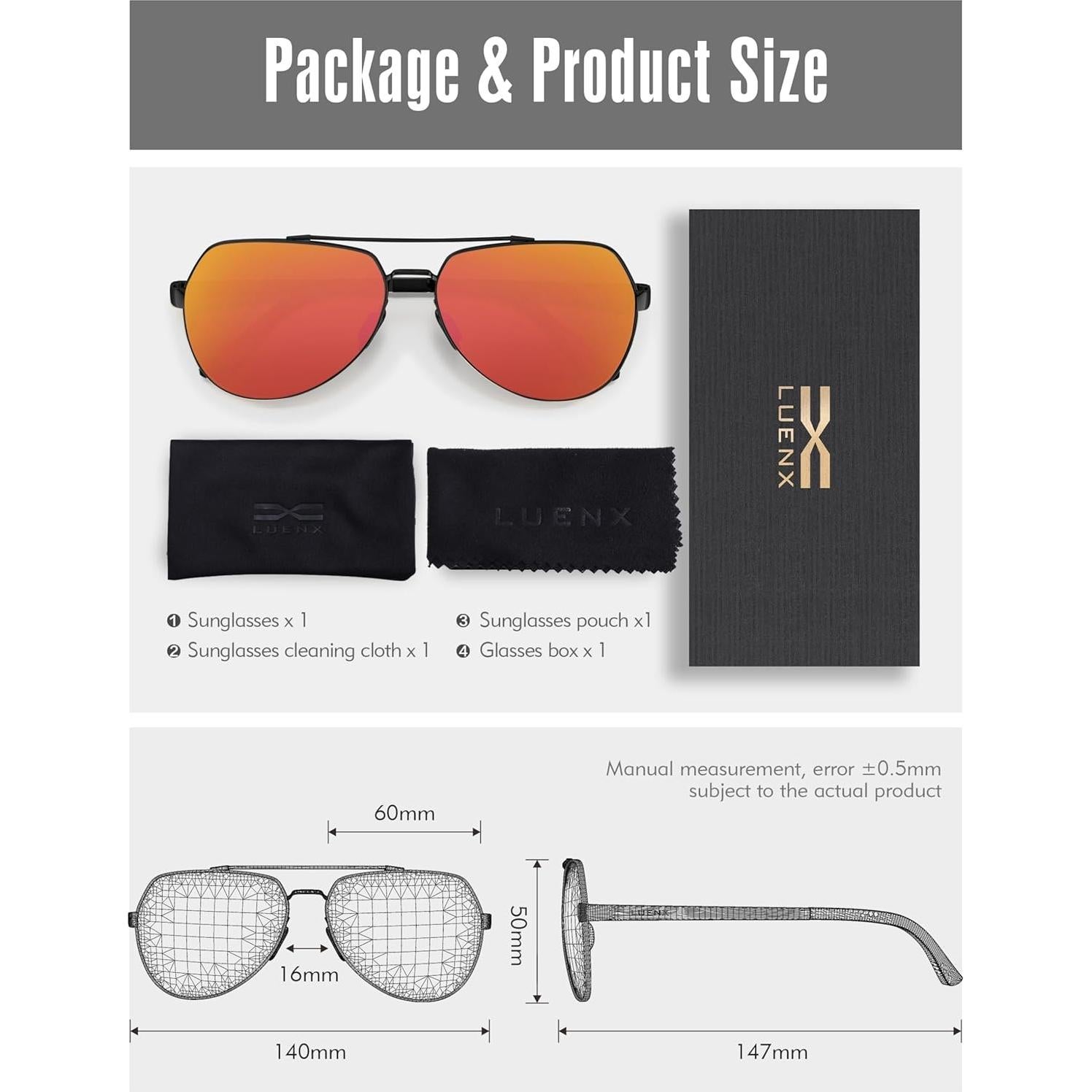 Gafas de sol LUENX Aviador Polarizadas UV400 Unisex