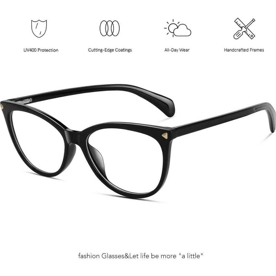 Gafas de Ojos de Gato MEETSUN Sin Prescripción Marco Negro