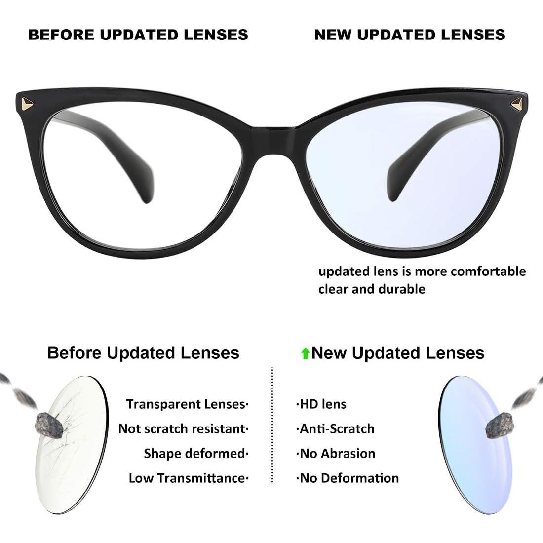 Gafas de Ojos de Gato MEETSUN Sin Prescripción Marco Negro