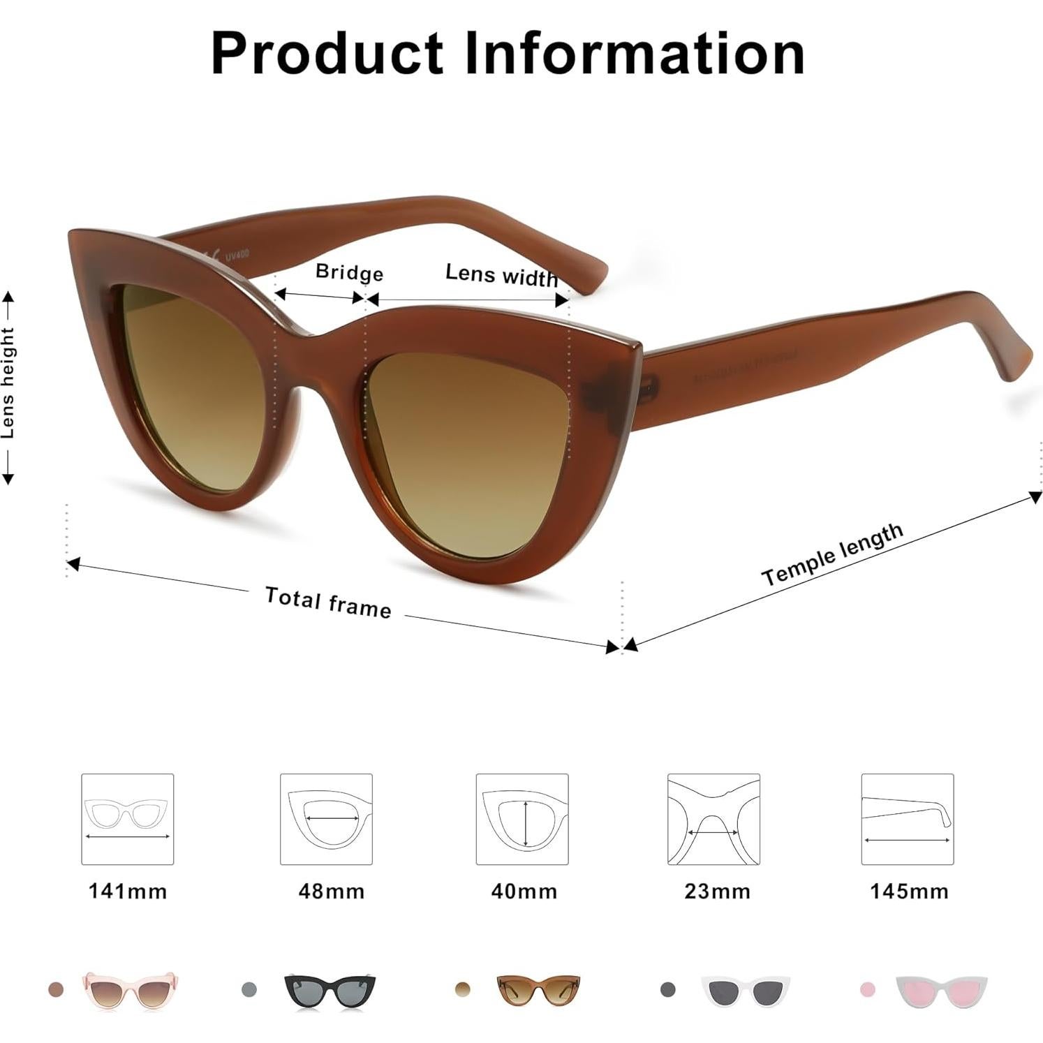 Gafas de Sol SOJOS Ojo de Gato UV400 para Mujeres