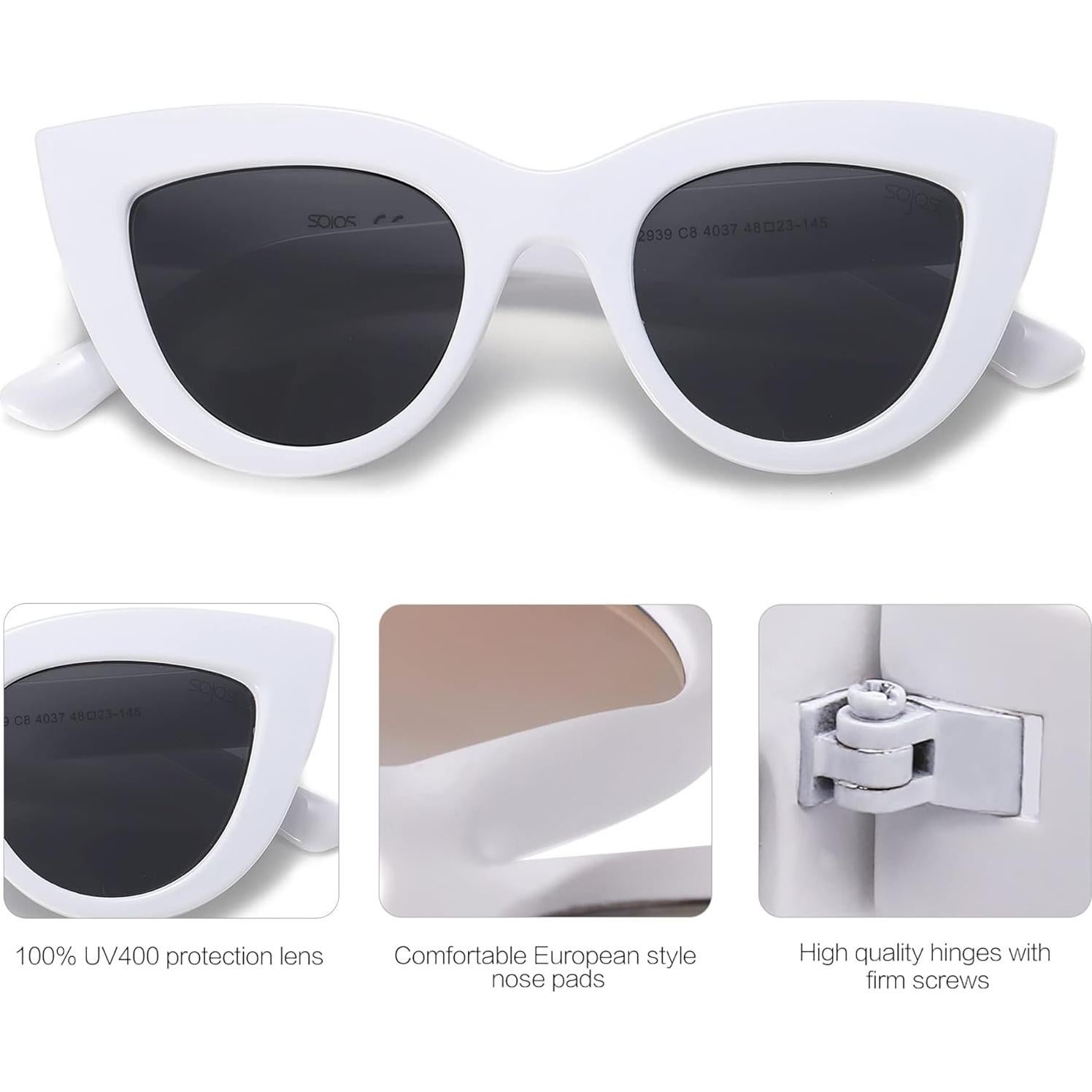 Gafas de Sol SojoS Retro Ojos de Gato UV400 para Mujeres