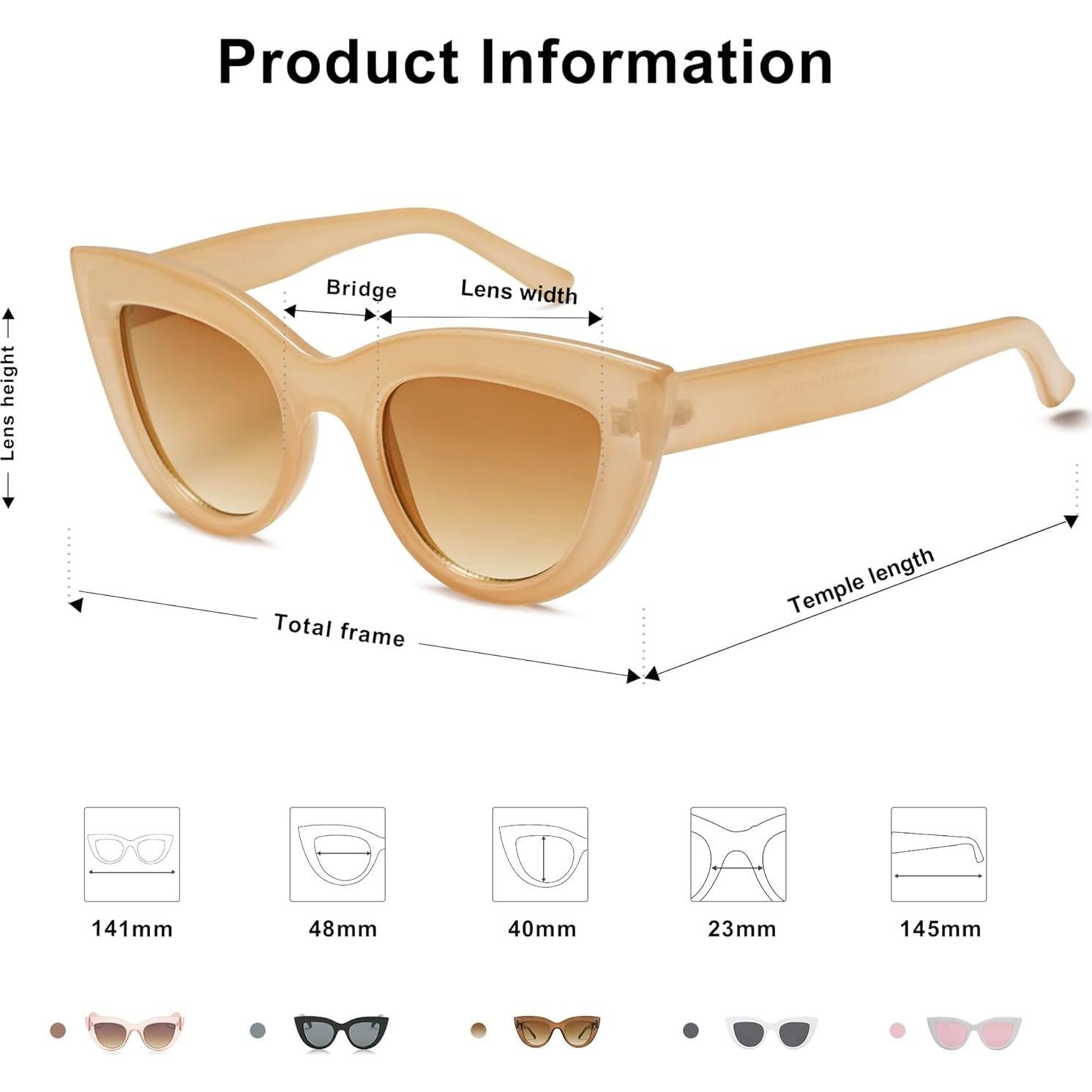 Gafas de Sol SojoS Retro Ojos de Gato UV400 para Mujeres