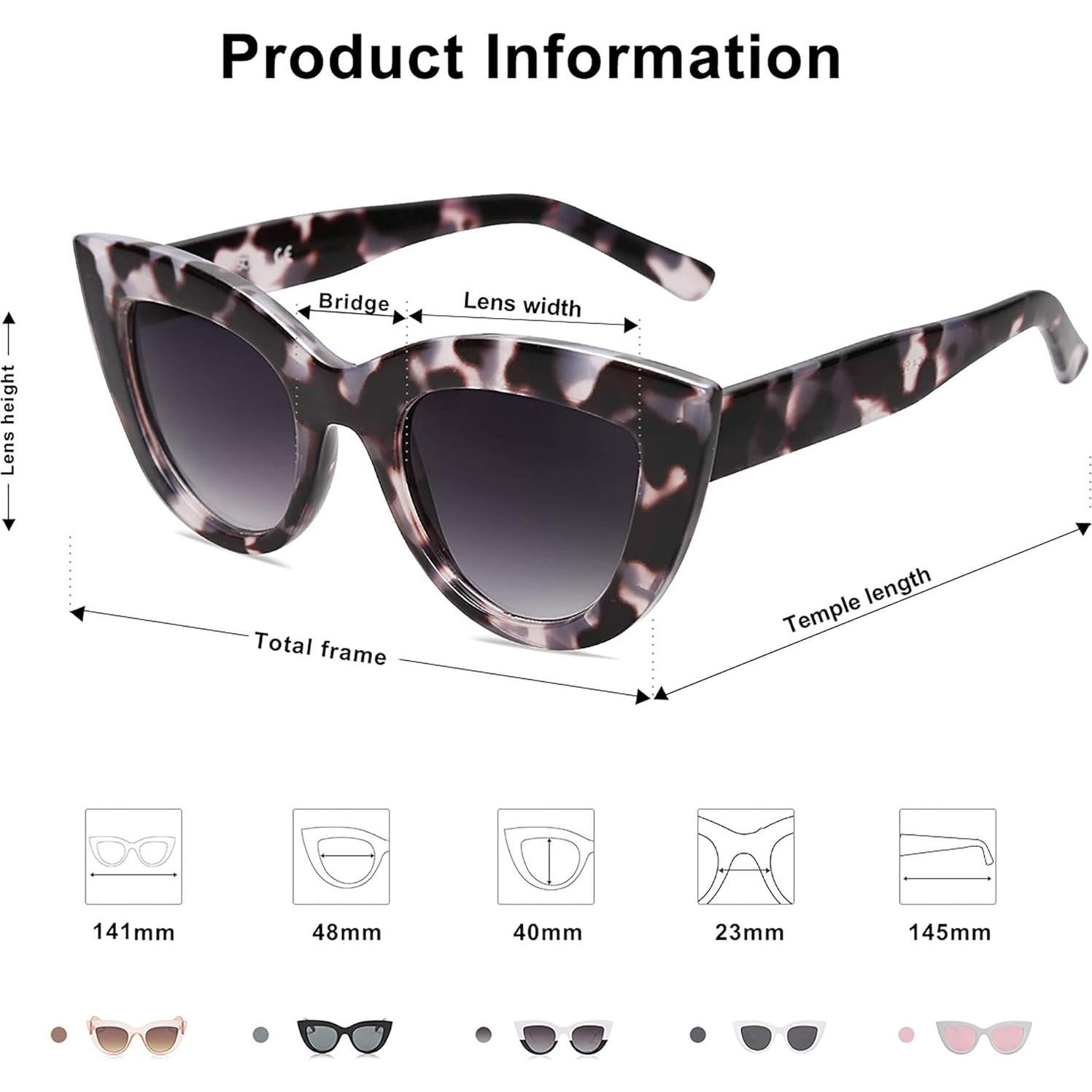 Gafas de Sol Retro SojoS Ojo de Gato UV400 para Mujeres