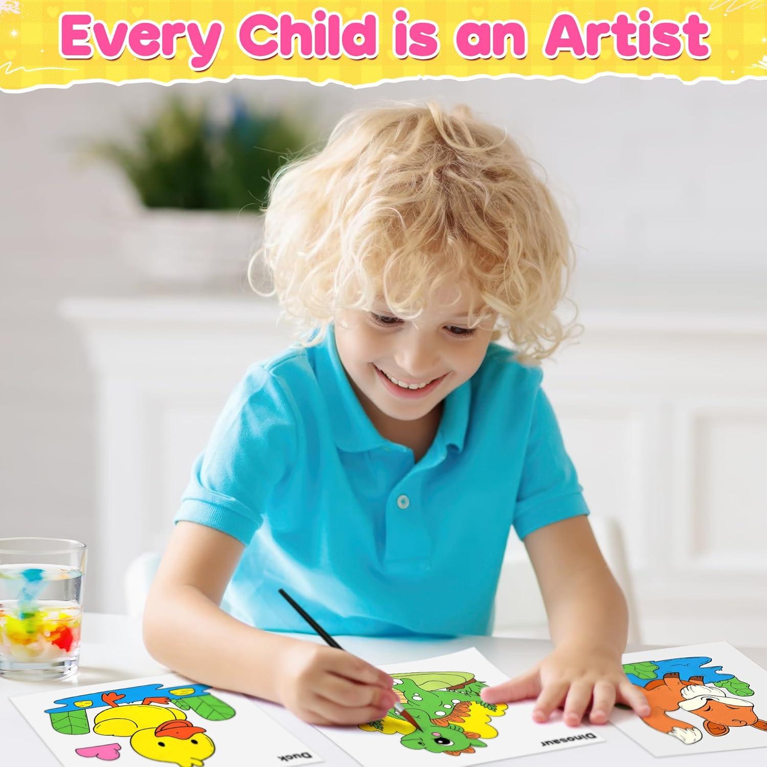 Kit de Pintura Acuarela ZIZZ para Niños 3-8 Años - 2 Libros