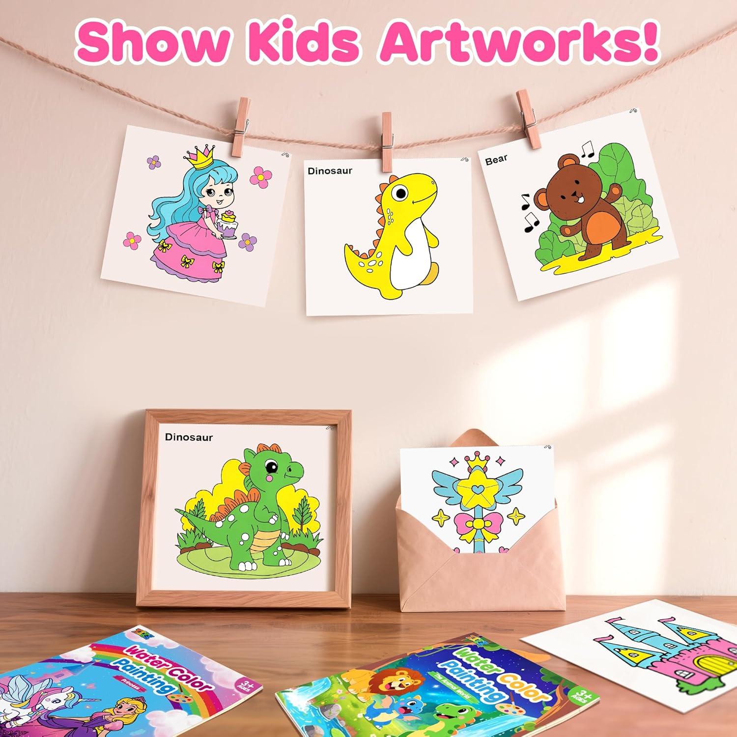 Kit de Pintura Acuarela ZIZZ para Niños 3-8 Años - 2 Libros