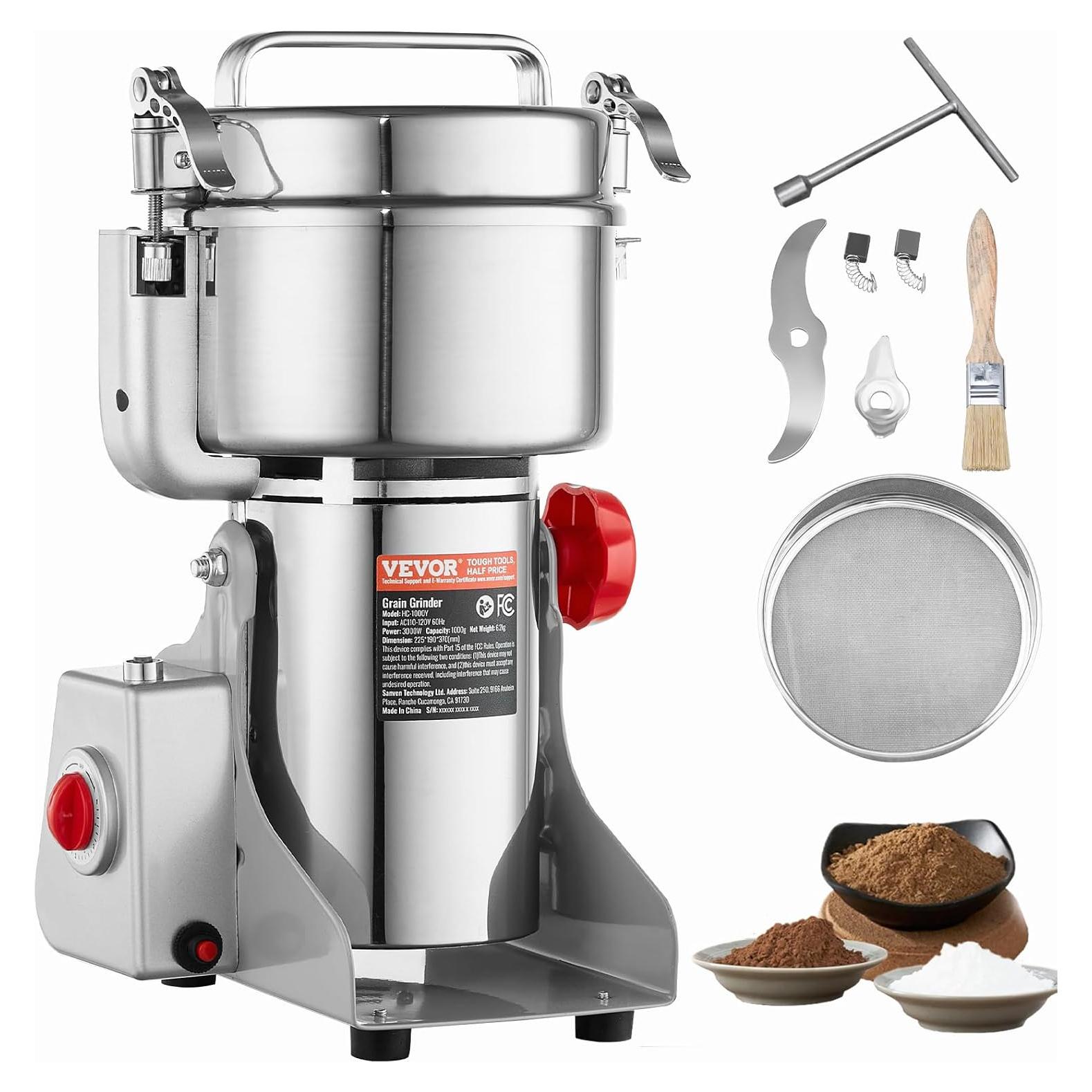 Molinillo de Granos Eléctrico VEVOR 1000g 3000W Acero Inoxidable