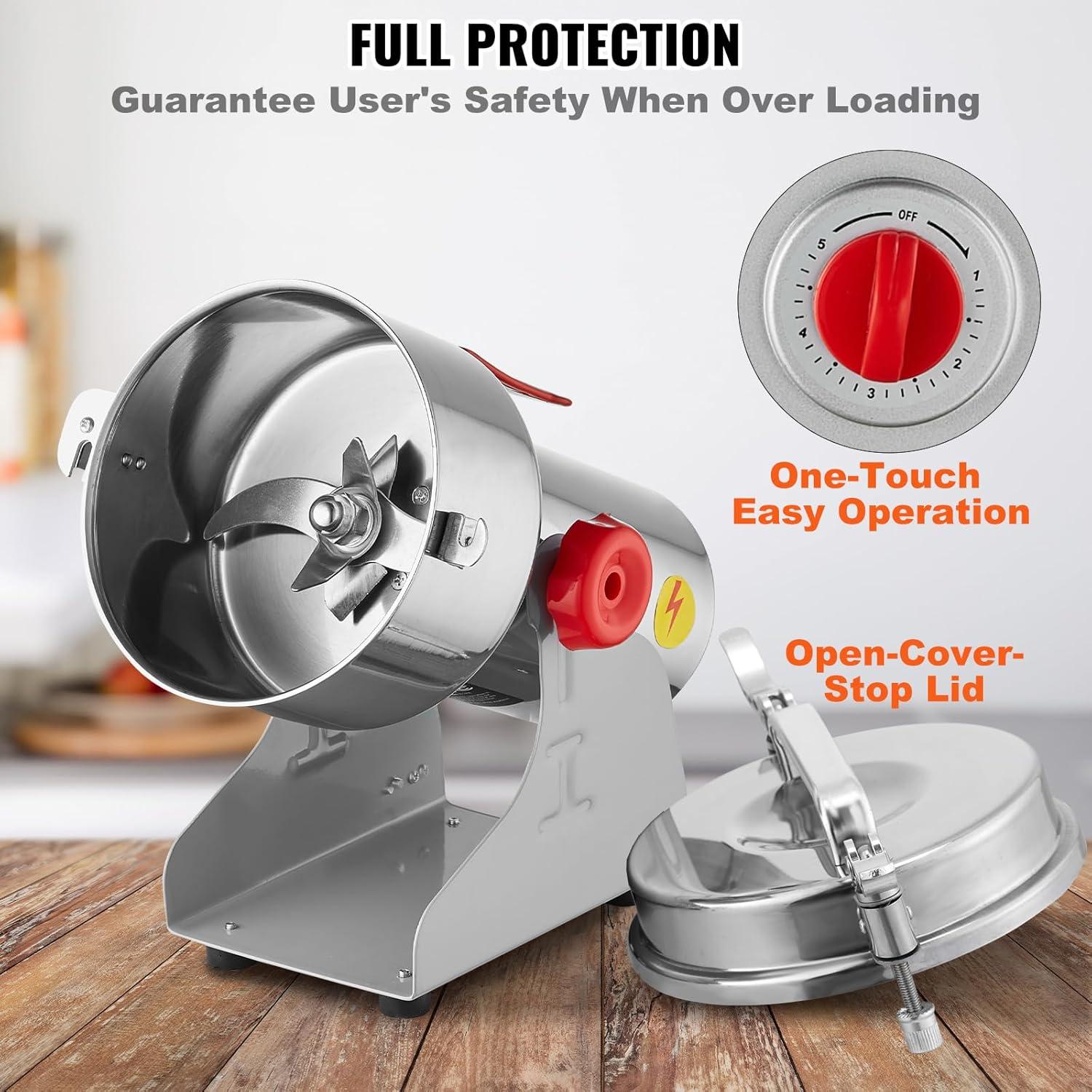 Molinillo de Granos Eléctrico VEVOR 1000g 3000W Acero Inoxidable