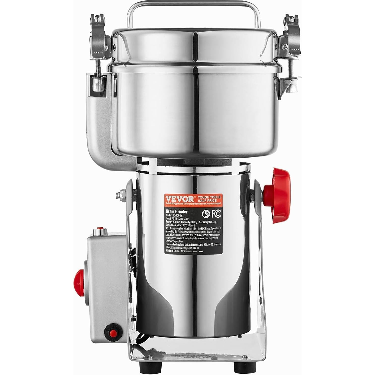 Molinillo de Granos Eléctrico VEVOR 1000g 3000W Acero Inoxidable