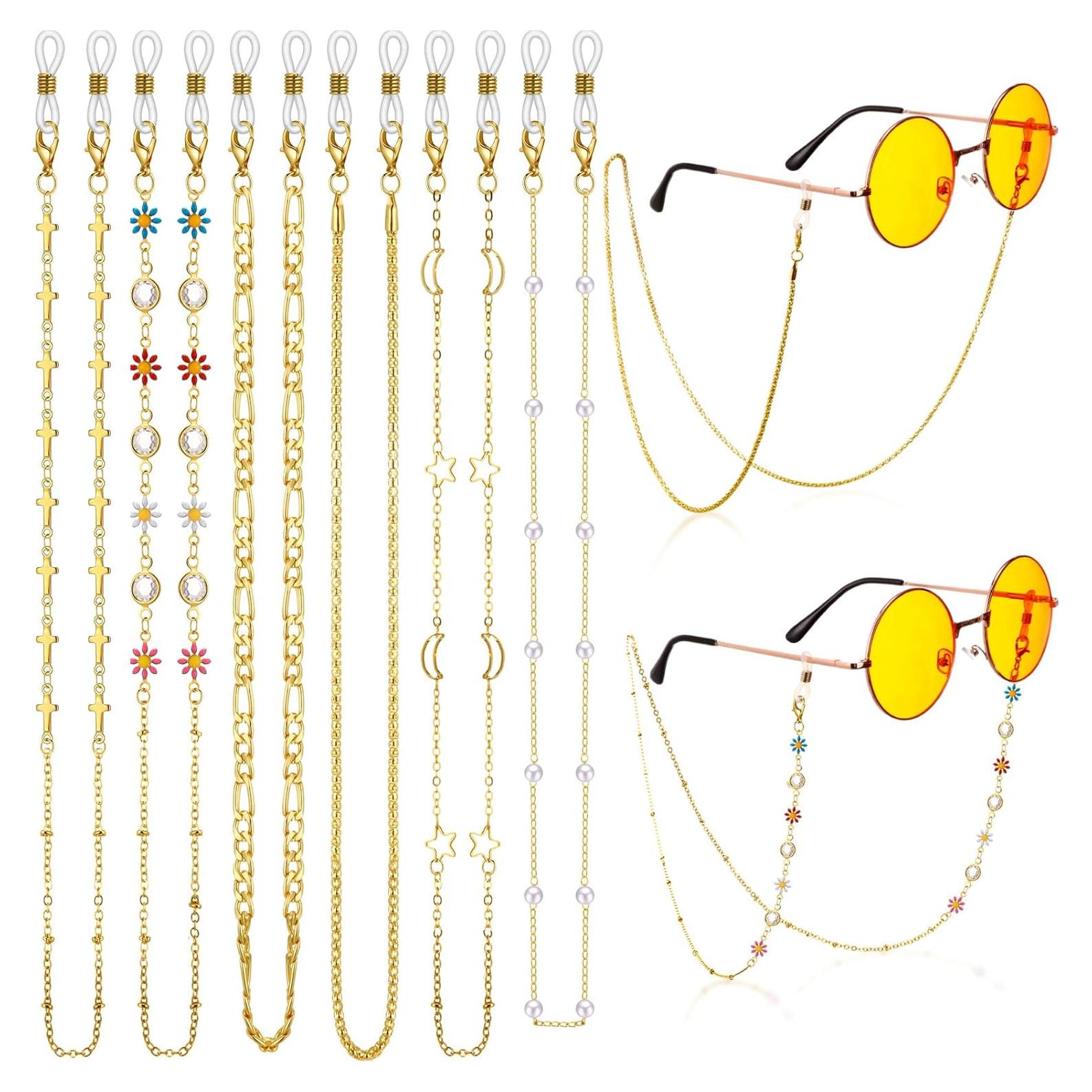 Cadena de Gafas Frienda 6 Pcs Soporte de Perlas Coloridas