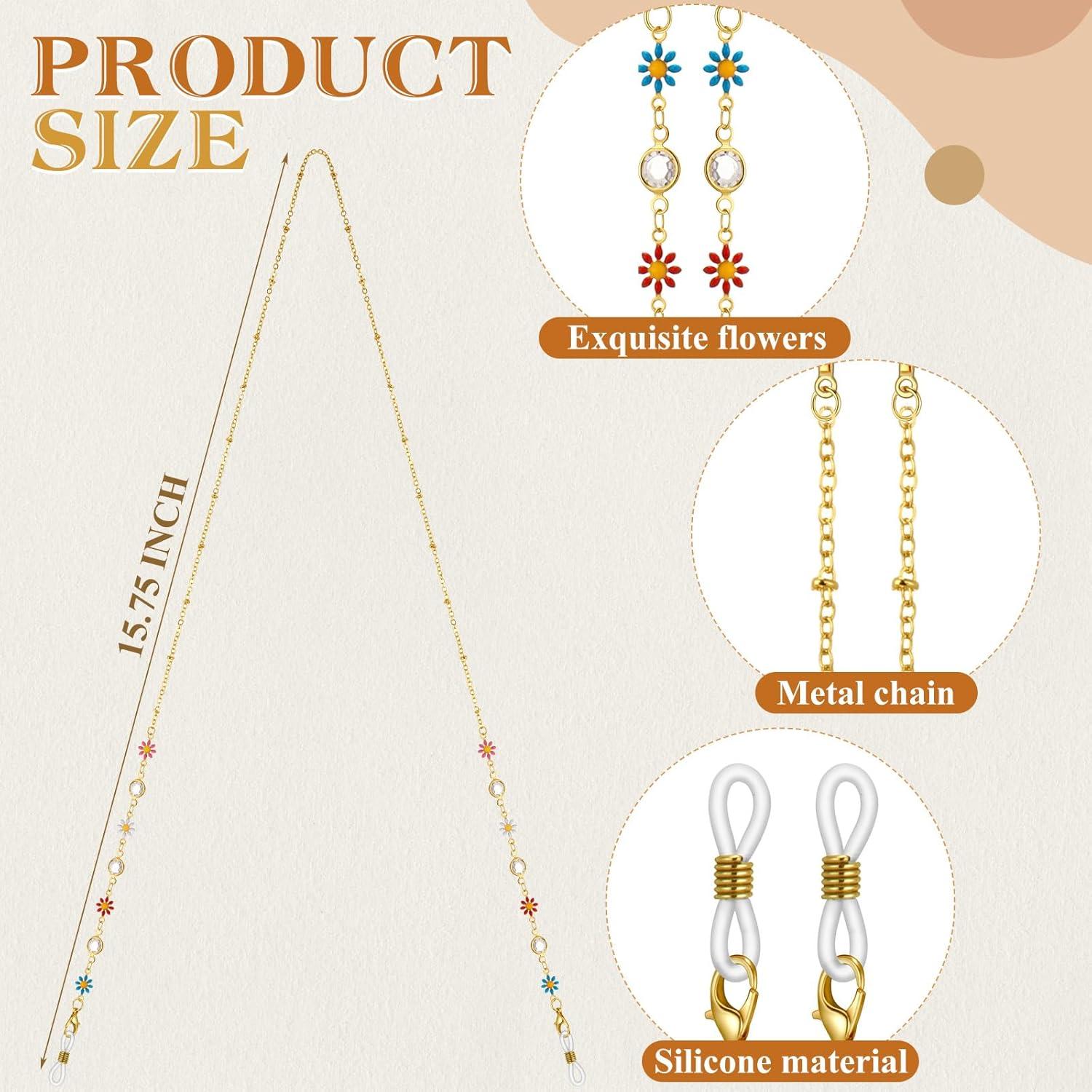 Cadena de Gafas Frienda 6 Pcs Soporte de Perlas Coloridas