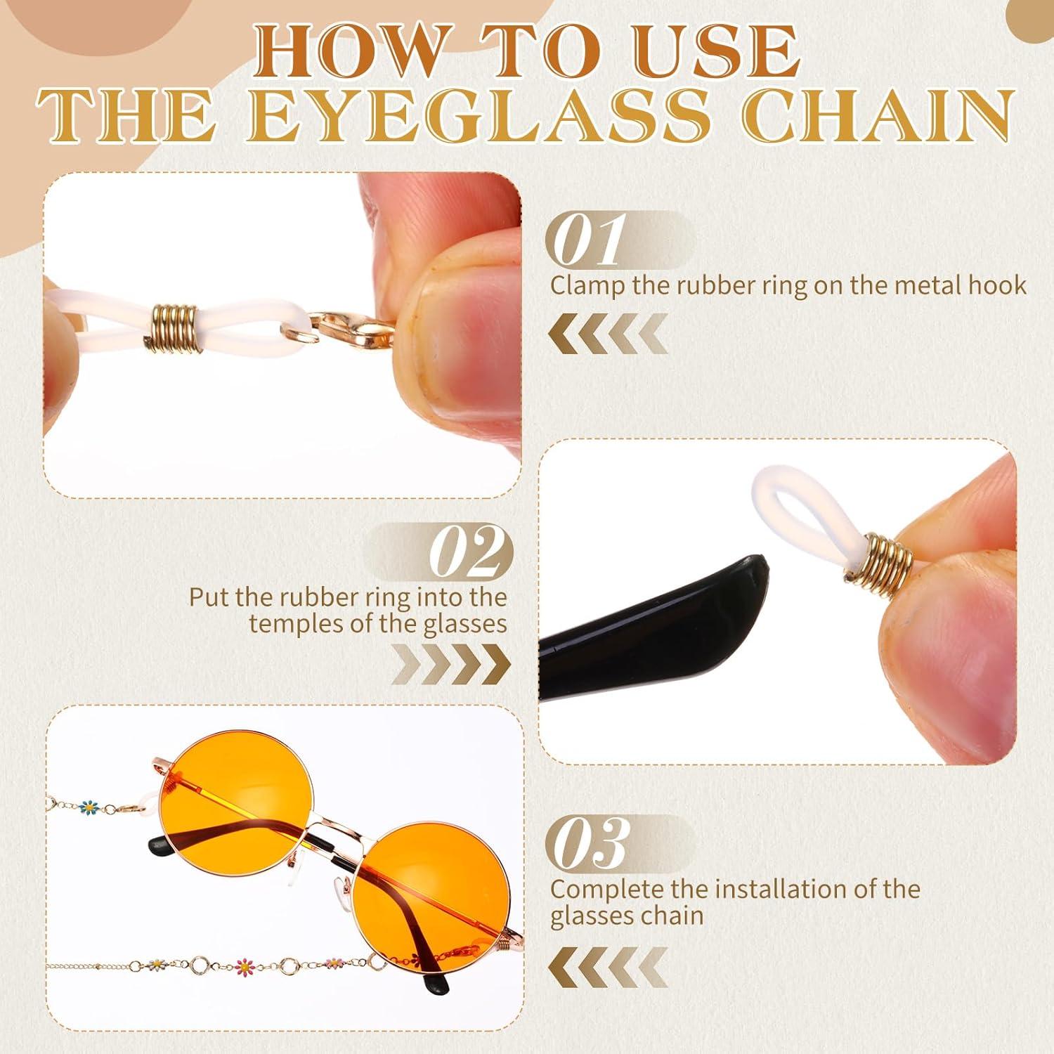 Cadena de Gafas Frienda 6 Pcs Soporte de Perlas Coloridas