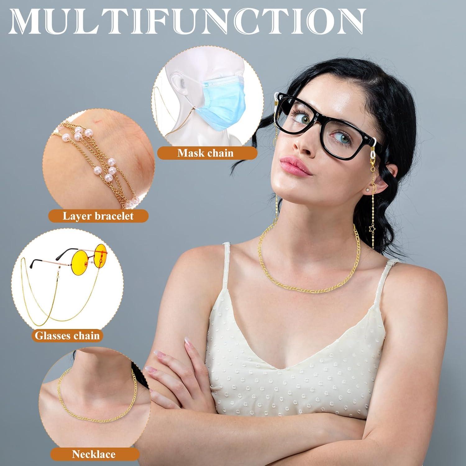 Cadena de Gafas Frienda 6 Pcs Soporte de Perlas Coloridas