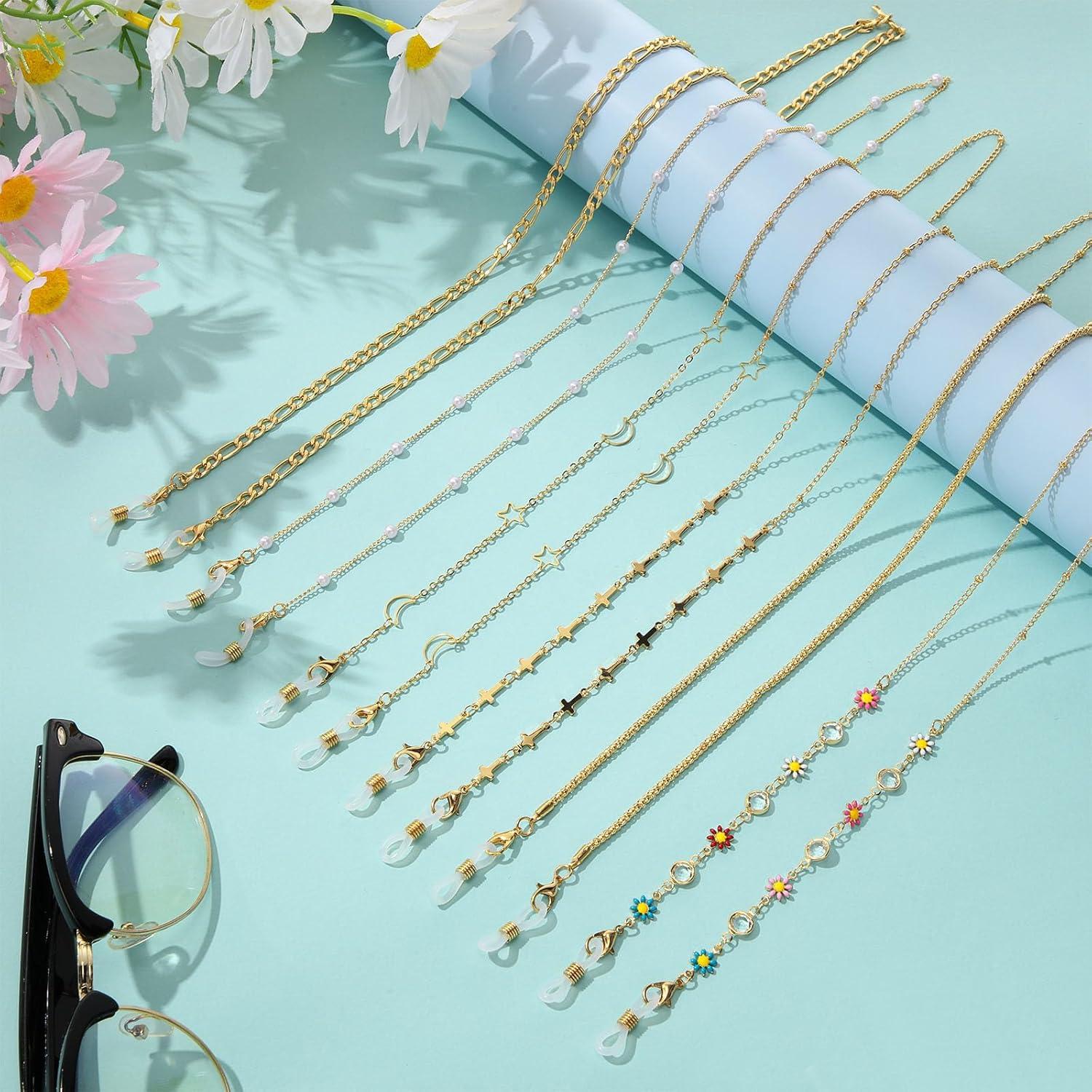 Cadena de Gafas Frienda 6 Pcs Soporte de Perlas Coloridas