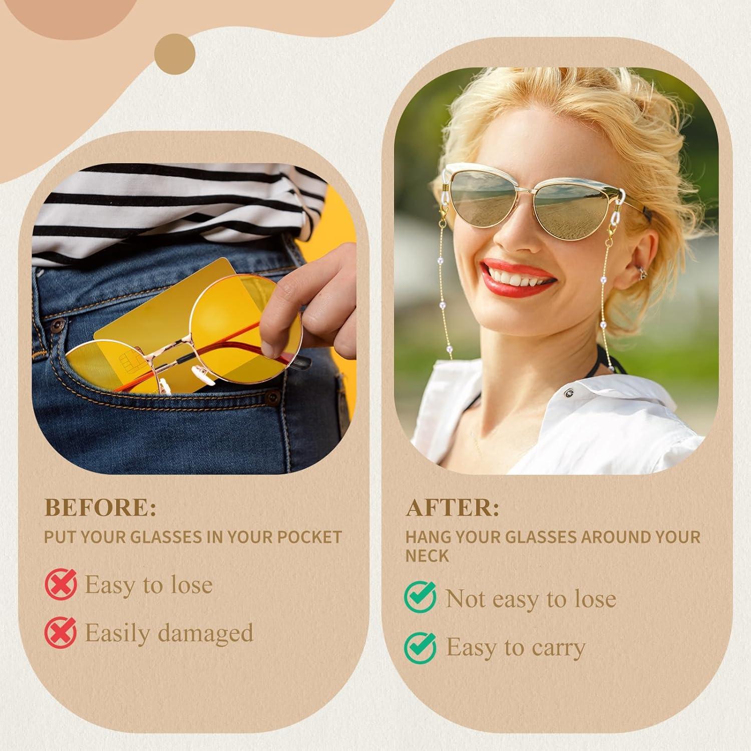 Cadena de Gafas Frienda 6 Pcs Soporte de Perlas Coloridas