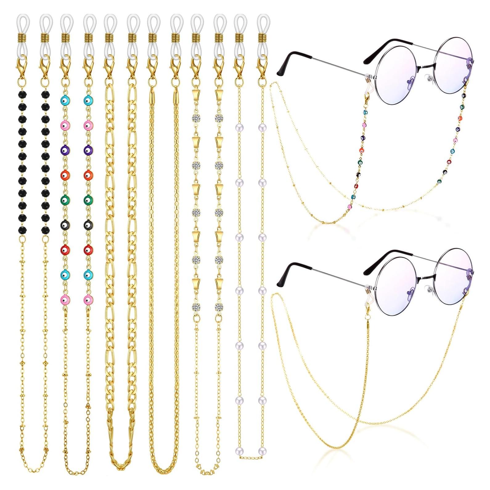 Cadena de Gafas Frienda 6 Pcs Soporte de Perlas Coloridas