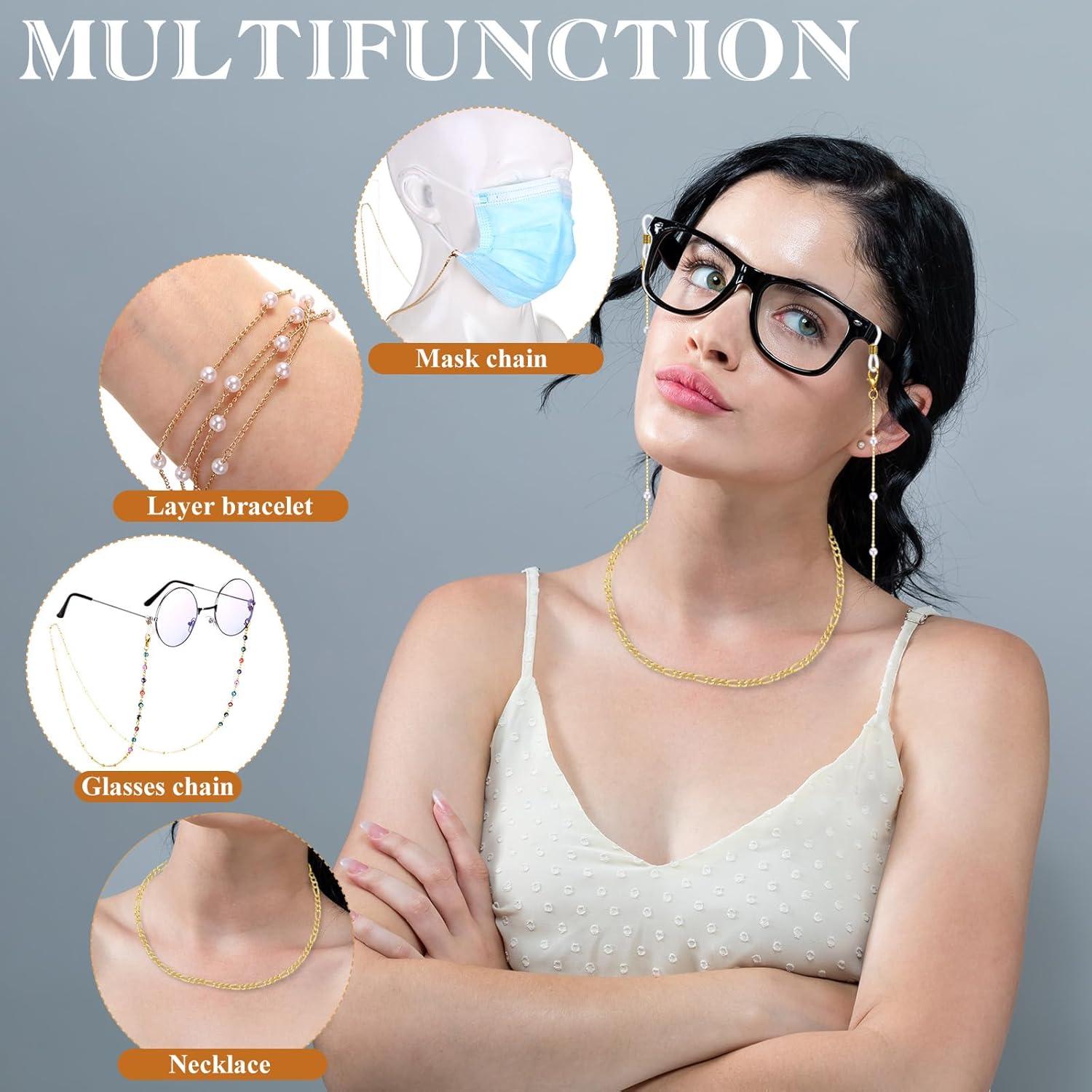 Cadena de Gafas Frienda 6 Pcs Soporte de Perlas Coloridas