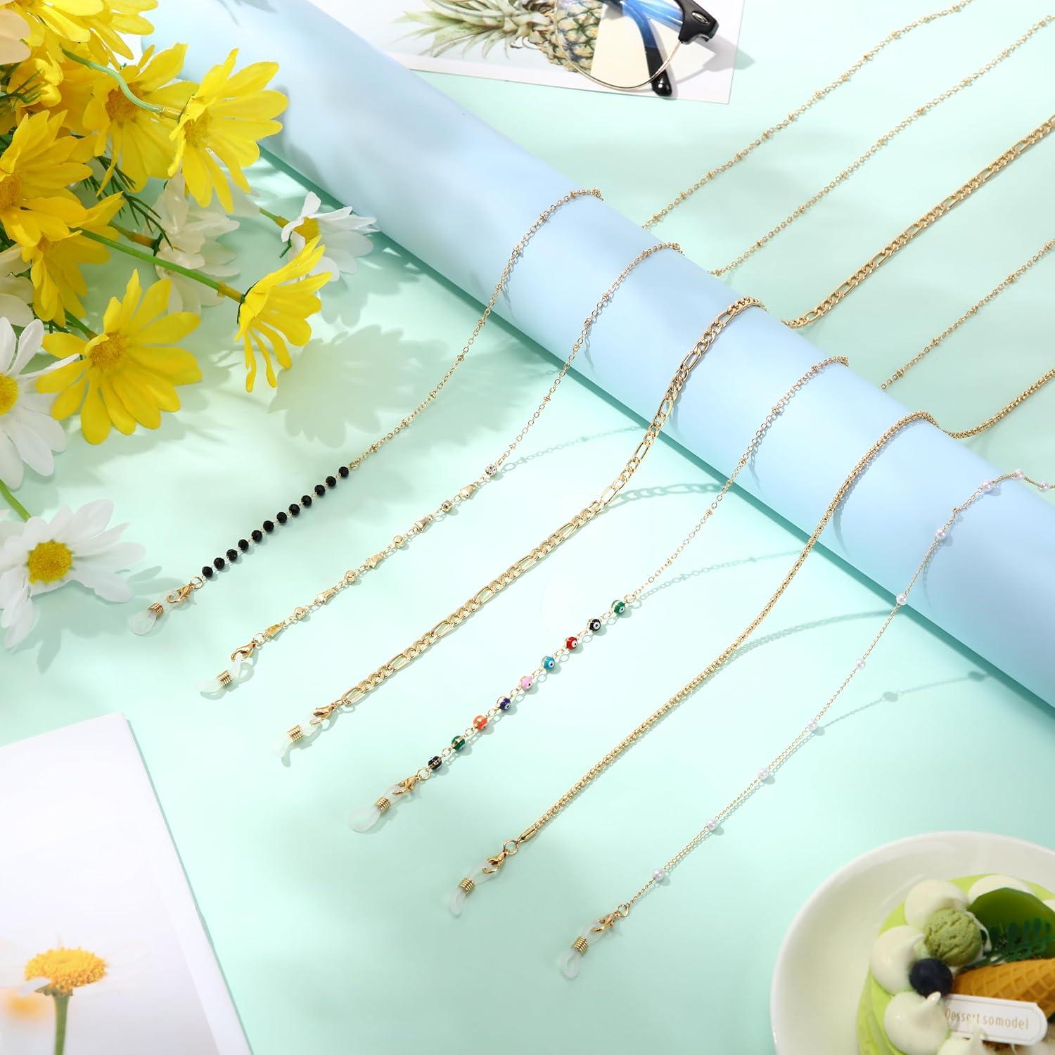 Cadena de Gafas Frienda 6 Pcs Soporte de Perlas Coloridas