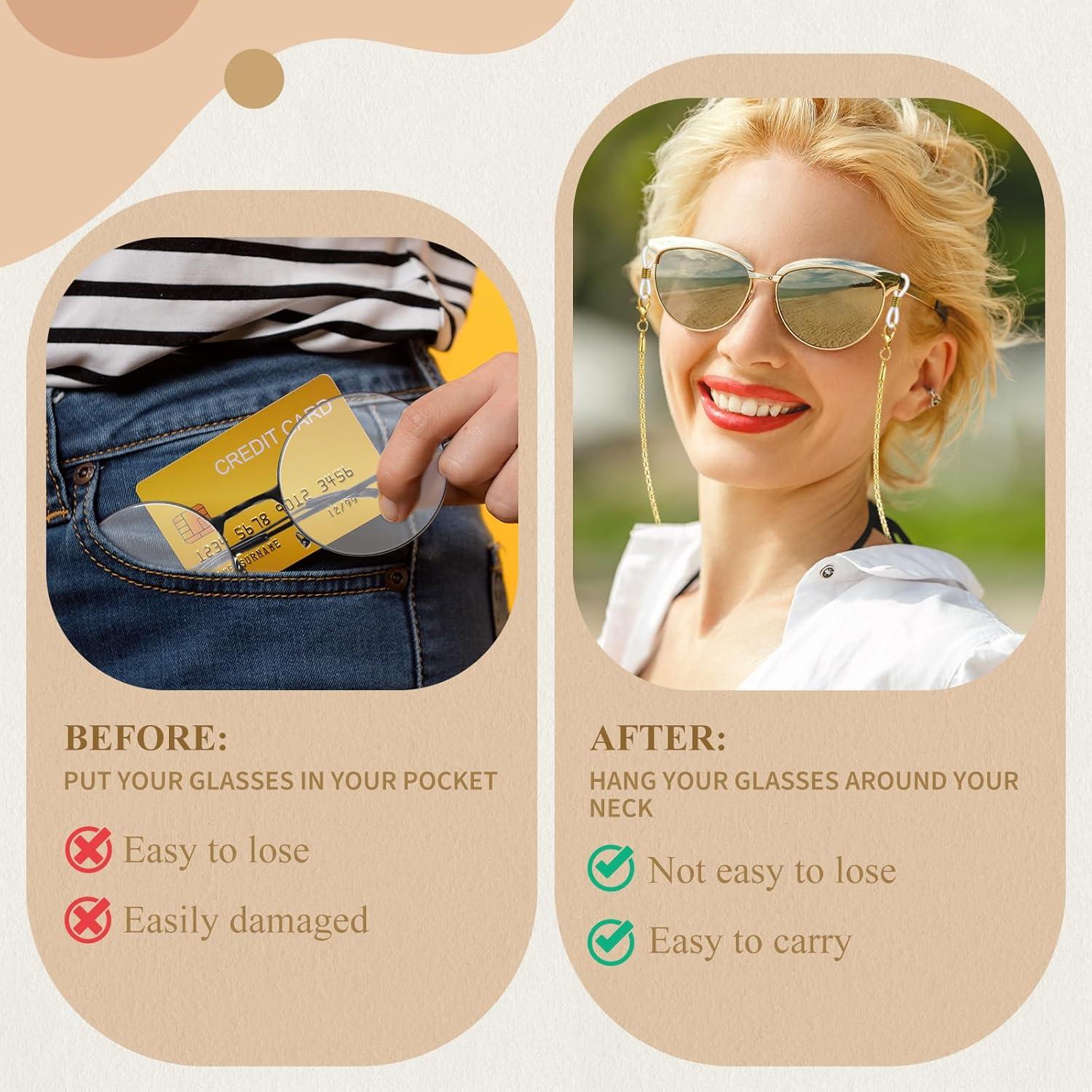 Cadena de Gafas Frienda 6 Pcs Soporte de Perlas Coloridas