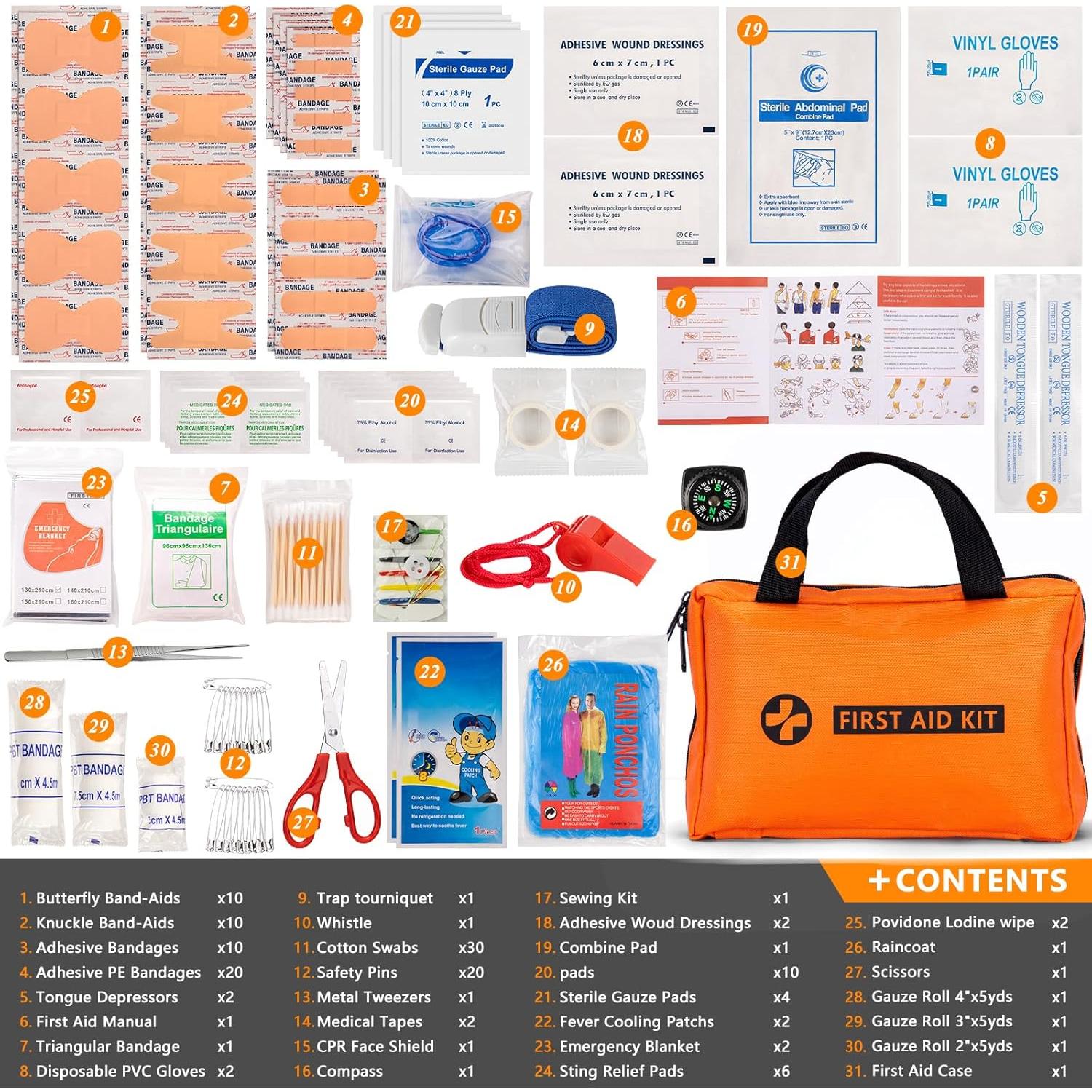 Kit de Emergencia para Auto HLWDFLZ 150 Piezas Naranja