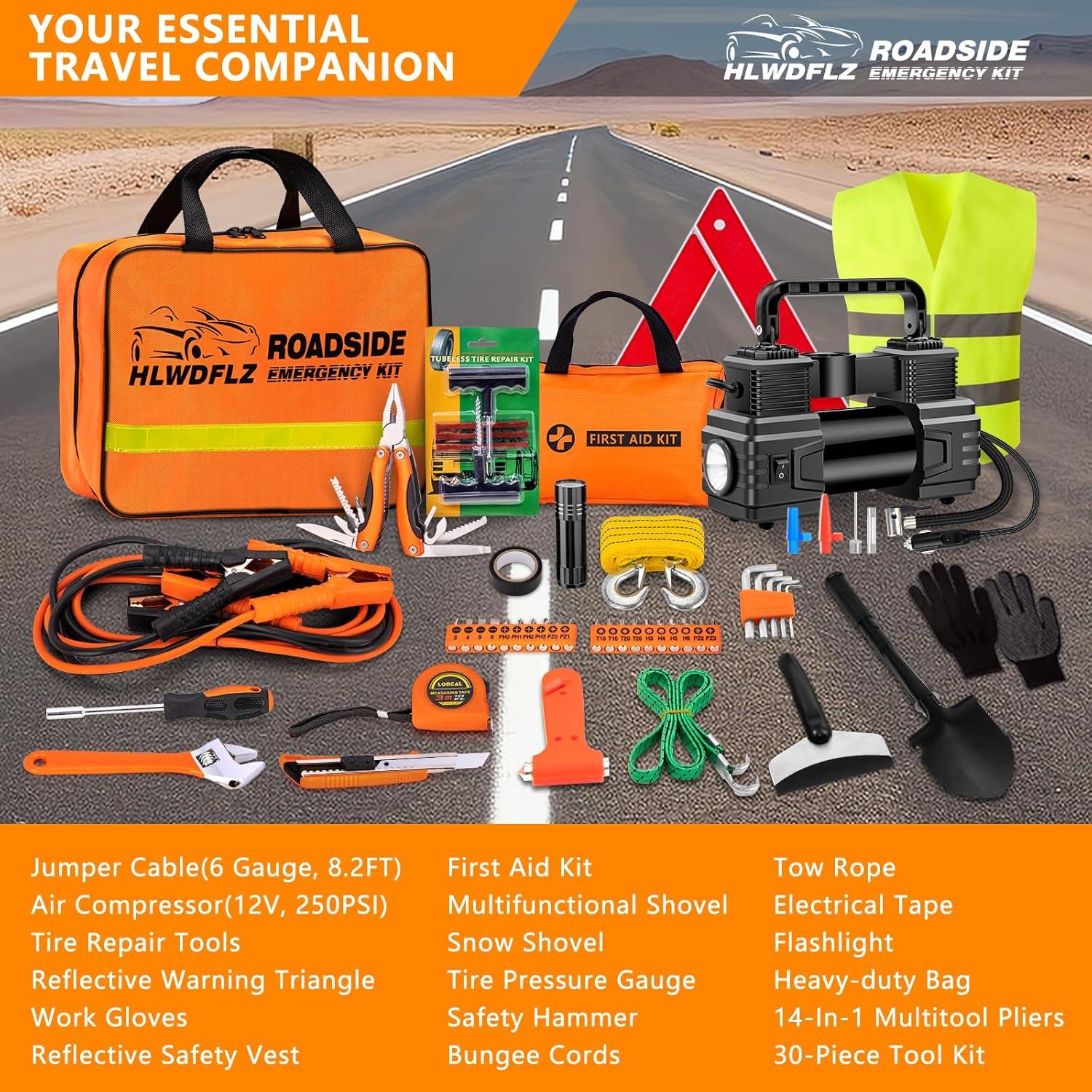 Kit de Emergencia para Auto HLWDFLZ 150 Piezas Naranja