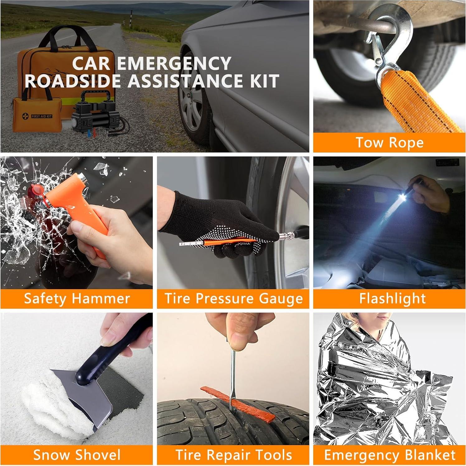Kit de Emergencia para Auto HLWDFLZ 150 Piezas Naranja