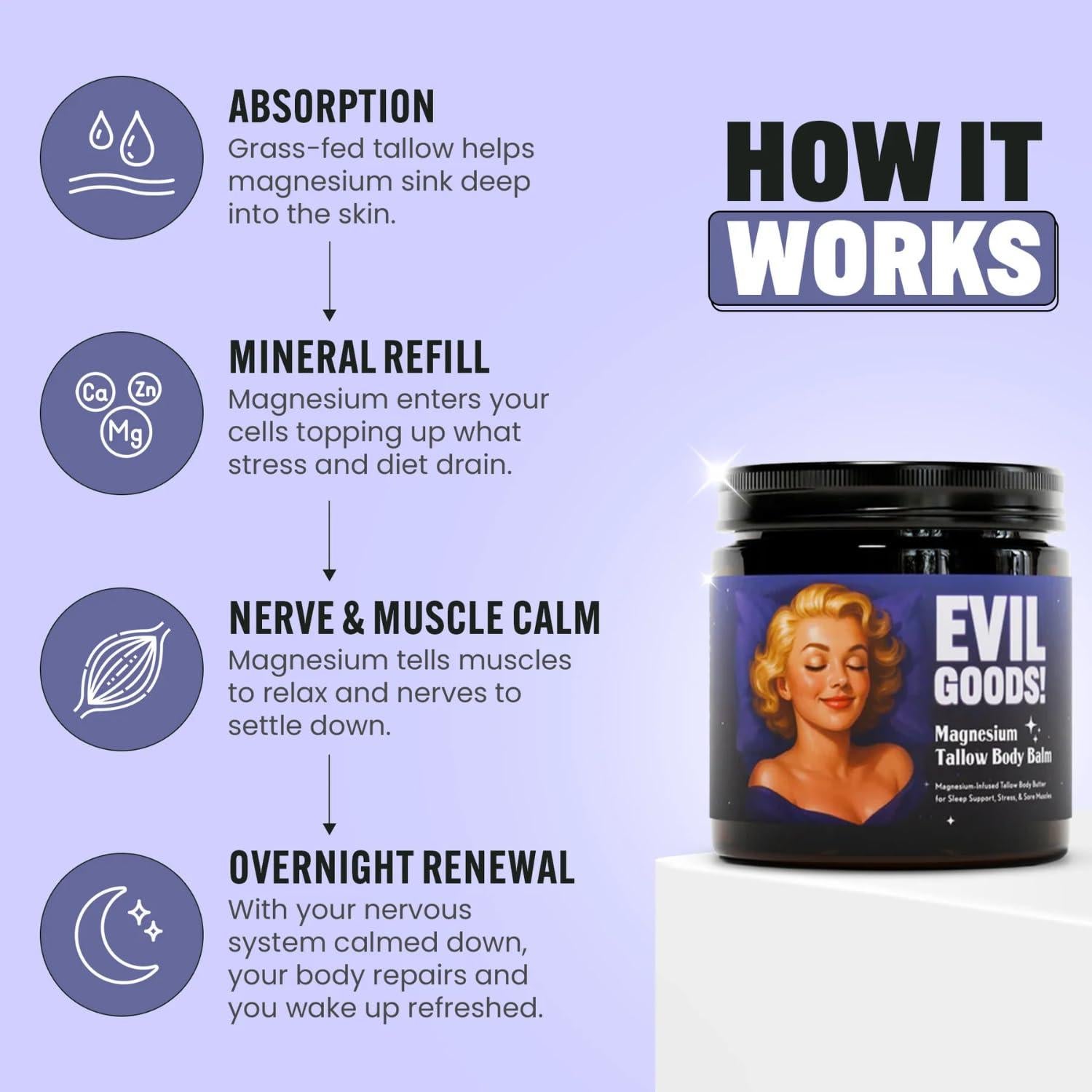 Bálsamo de Tallow Evil Goods con Magnesio y Miel de Manuka 178g