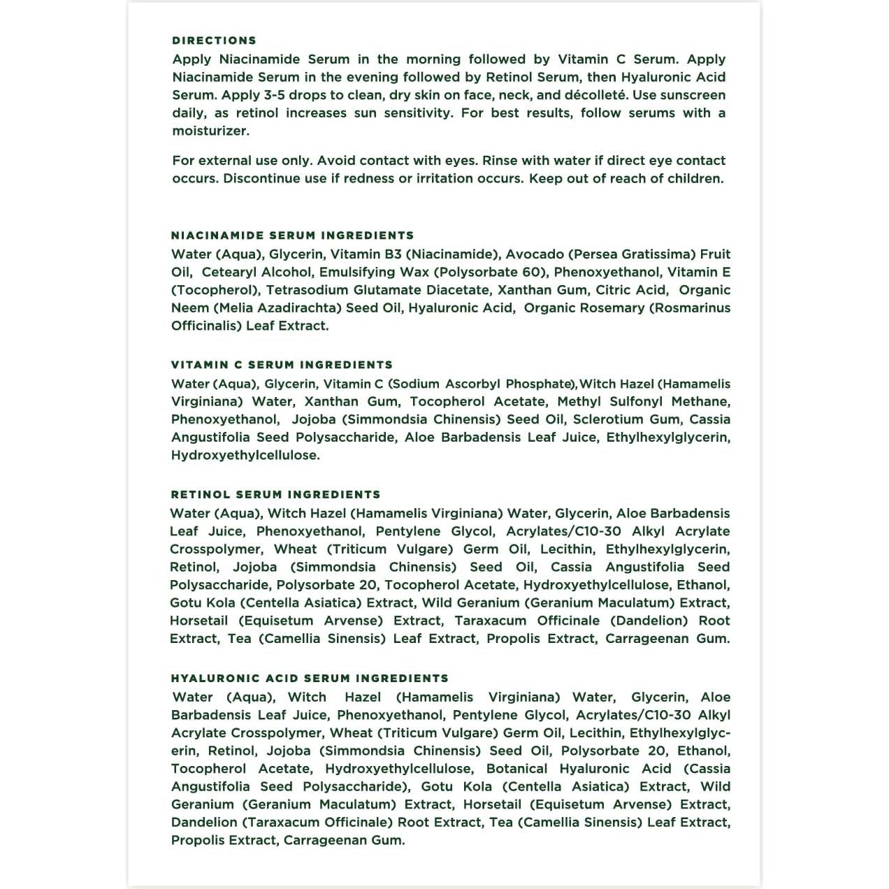 Conjunto de Cuidado Facial Tree of Life 4 Sueros Hidratantes