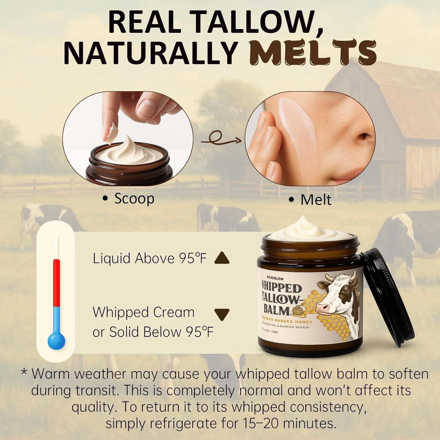 Bálsamo de Sebo de Res Orgánico Roseblem 119 g - Hidratante Facial y Corporal